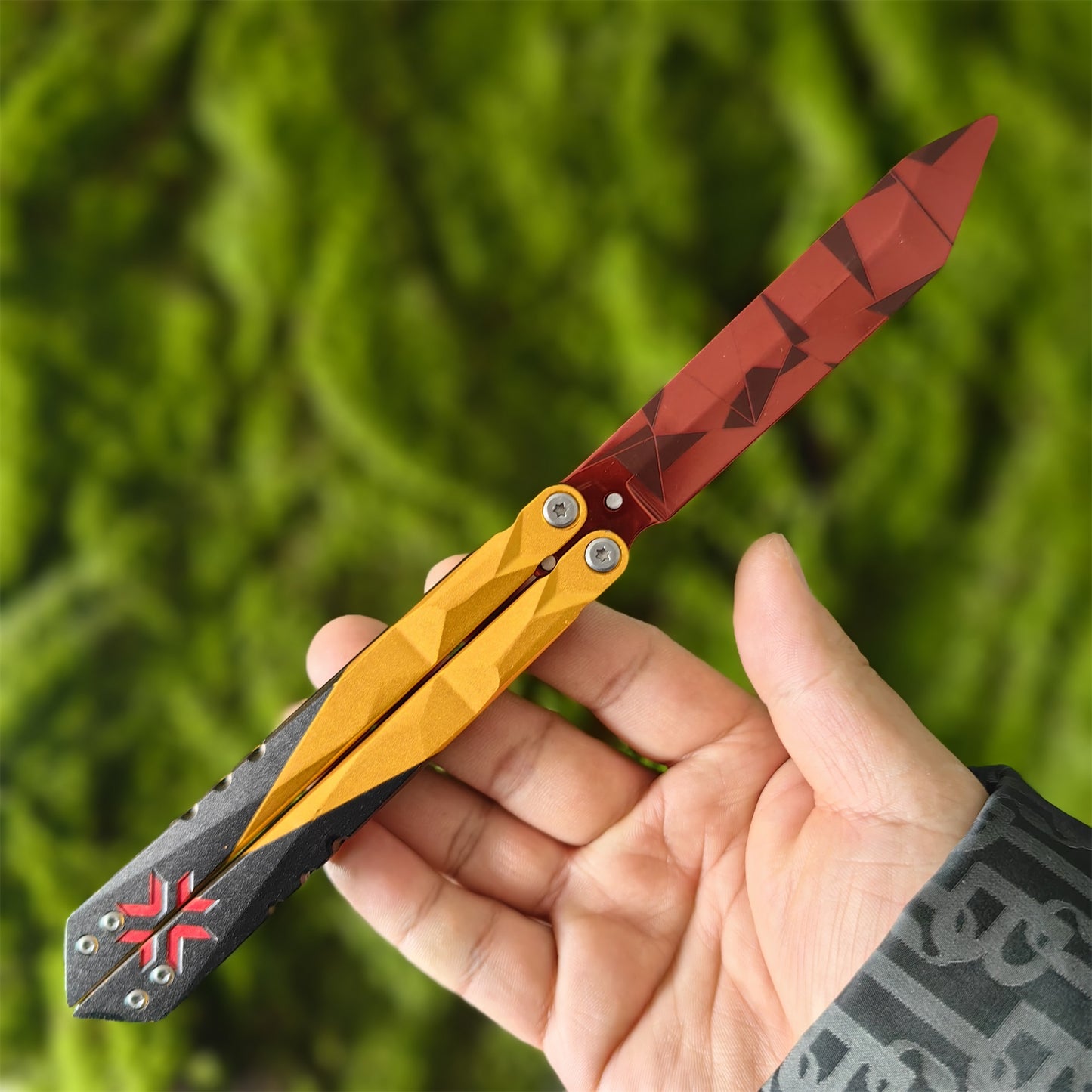 Metal Champion Butterfly Knife Blunt Blade Balisong Trainer Display Fan Art