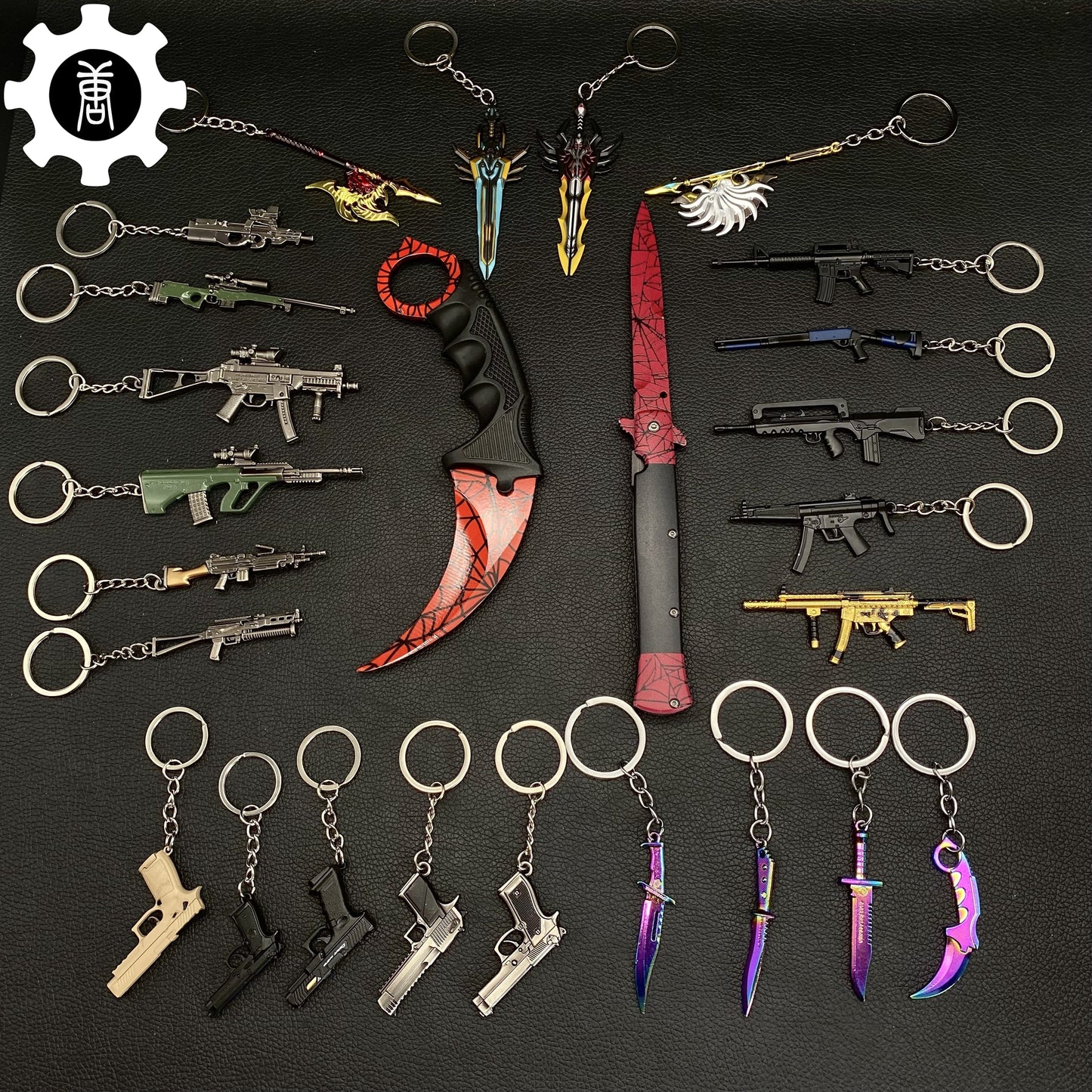 Crimson Web Skin Stiletto Knife Karambit Stickers Keychains Random AK Gift Box