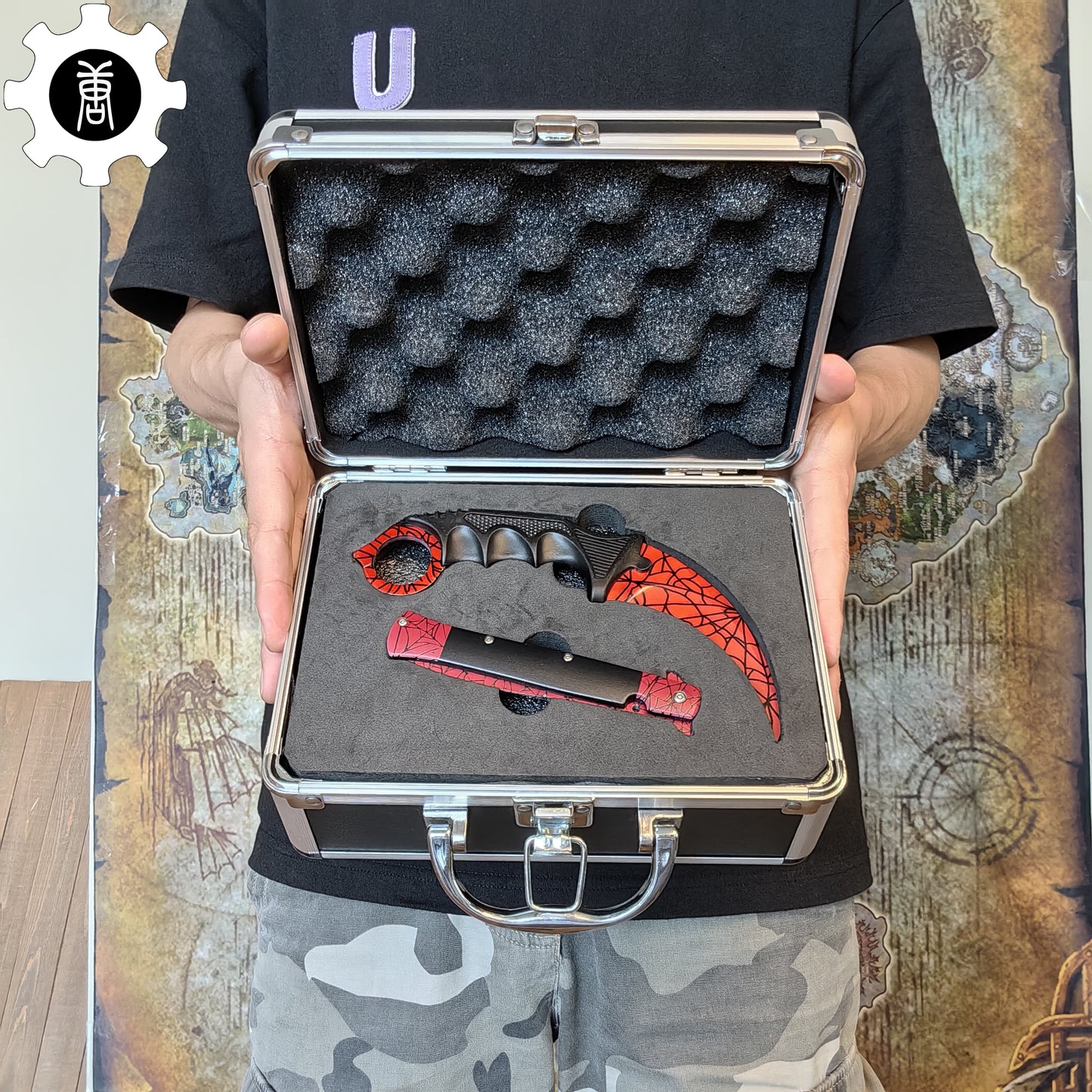 Crimson Web Skin Stiletto Knife Karambit Stickers Keychains Random AK Gift Box