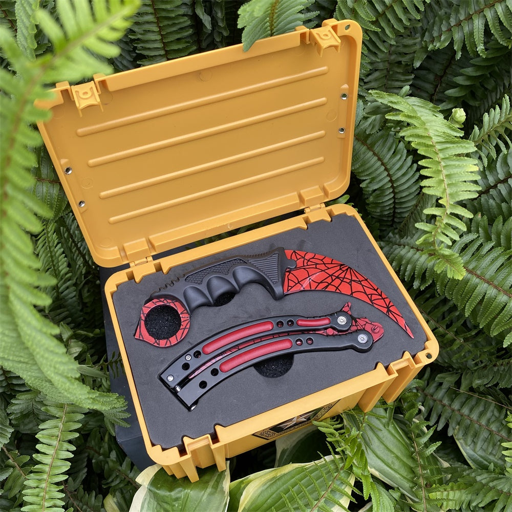 Crimson Web ButterflyTrainer Blunt Blade & karambit 2 in 1 Pack Gift Box