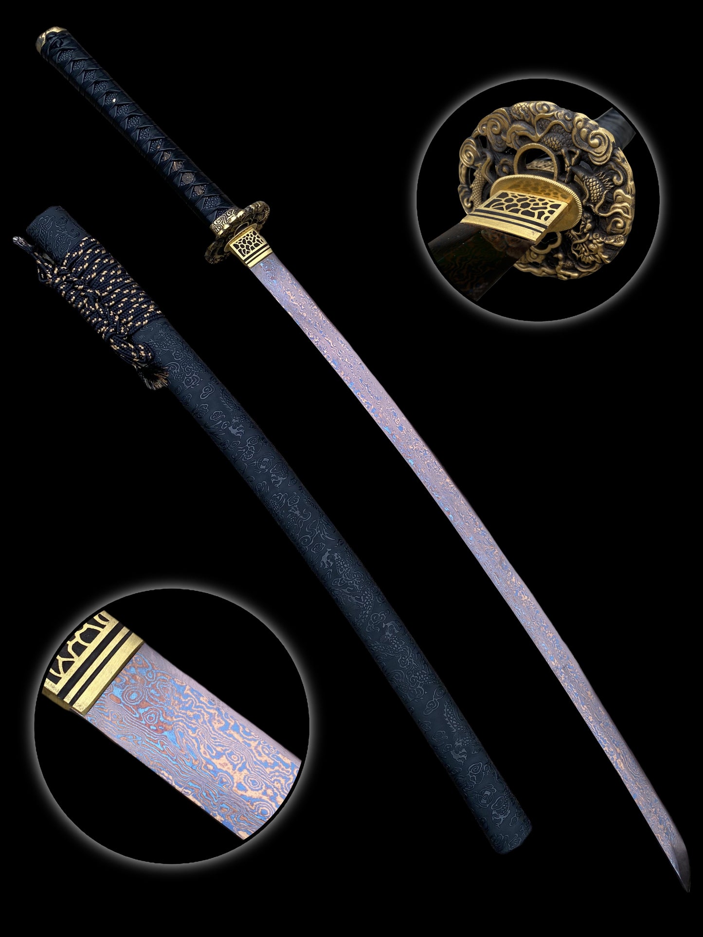 Red Dragon Blade Damascus Steel Katana