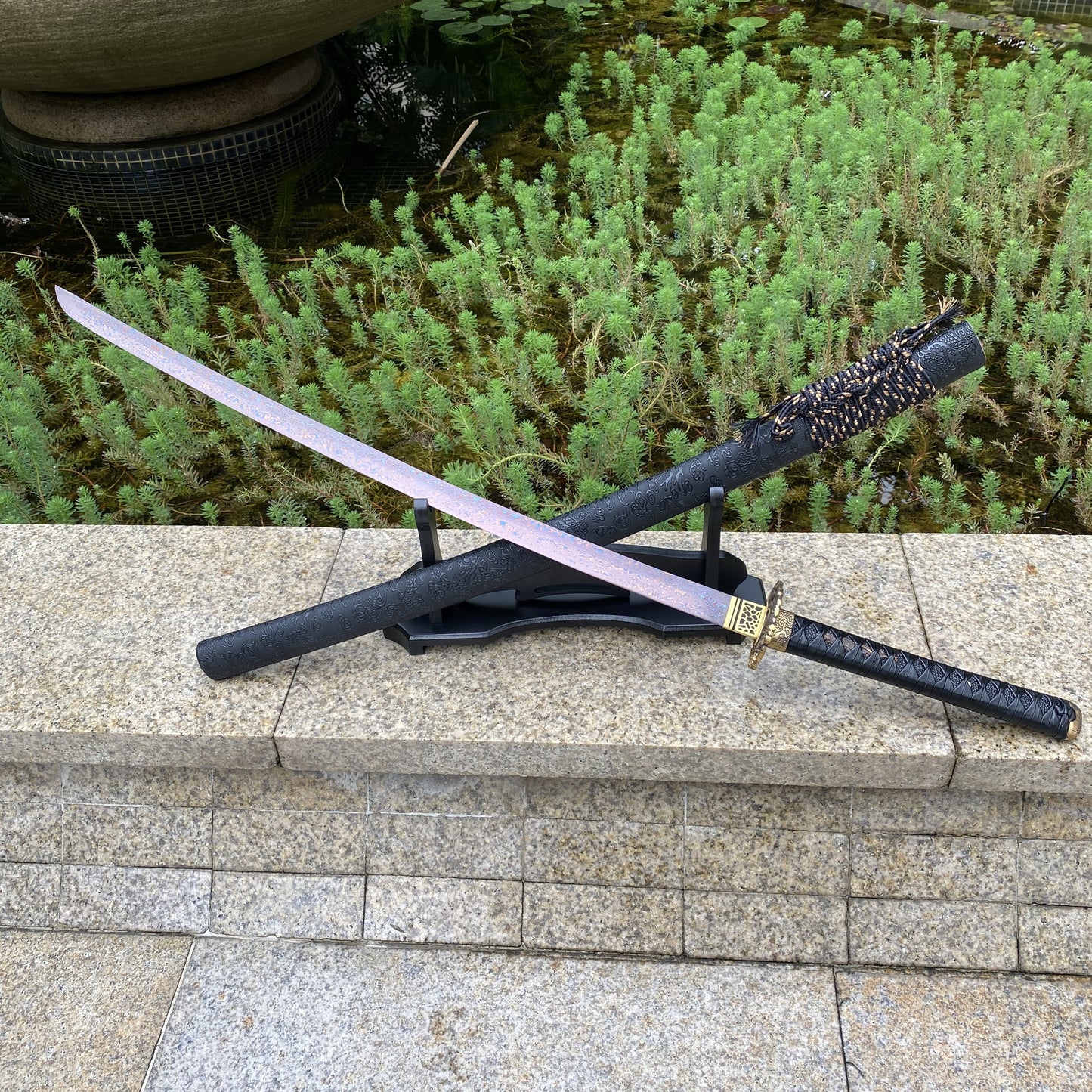 Red Dragon Blade Damascus Steel Katana
