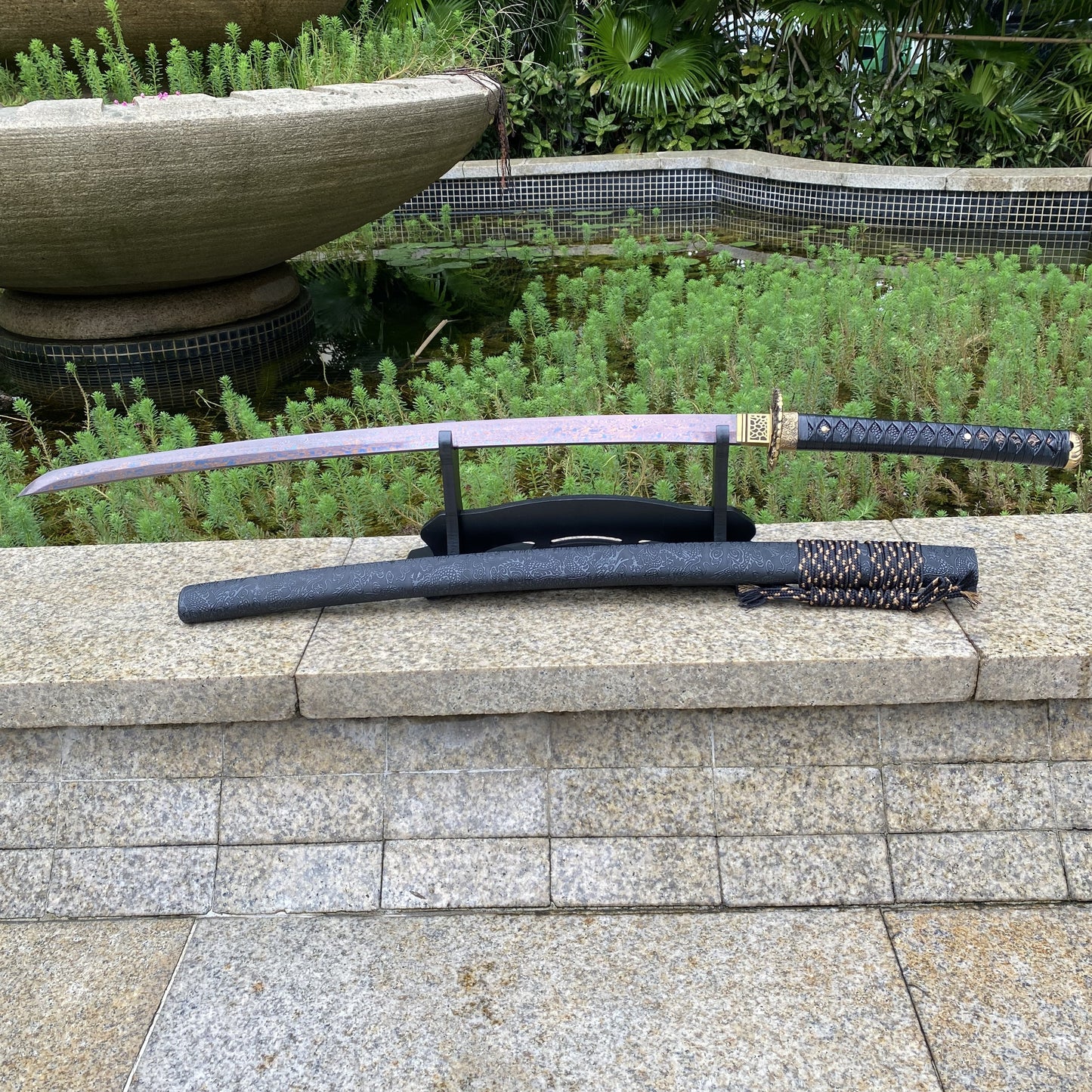 Red Dragon Blade Damascus Steel Katana