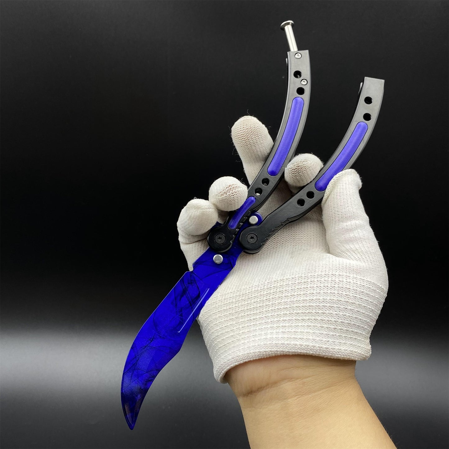 Doppler Sapphire Butterfly Knife Trainer - Dull Blade Prop For Collection