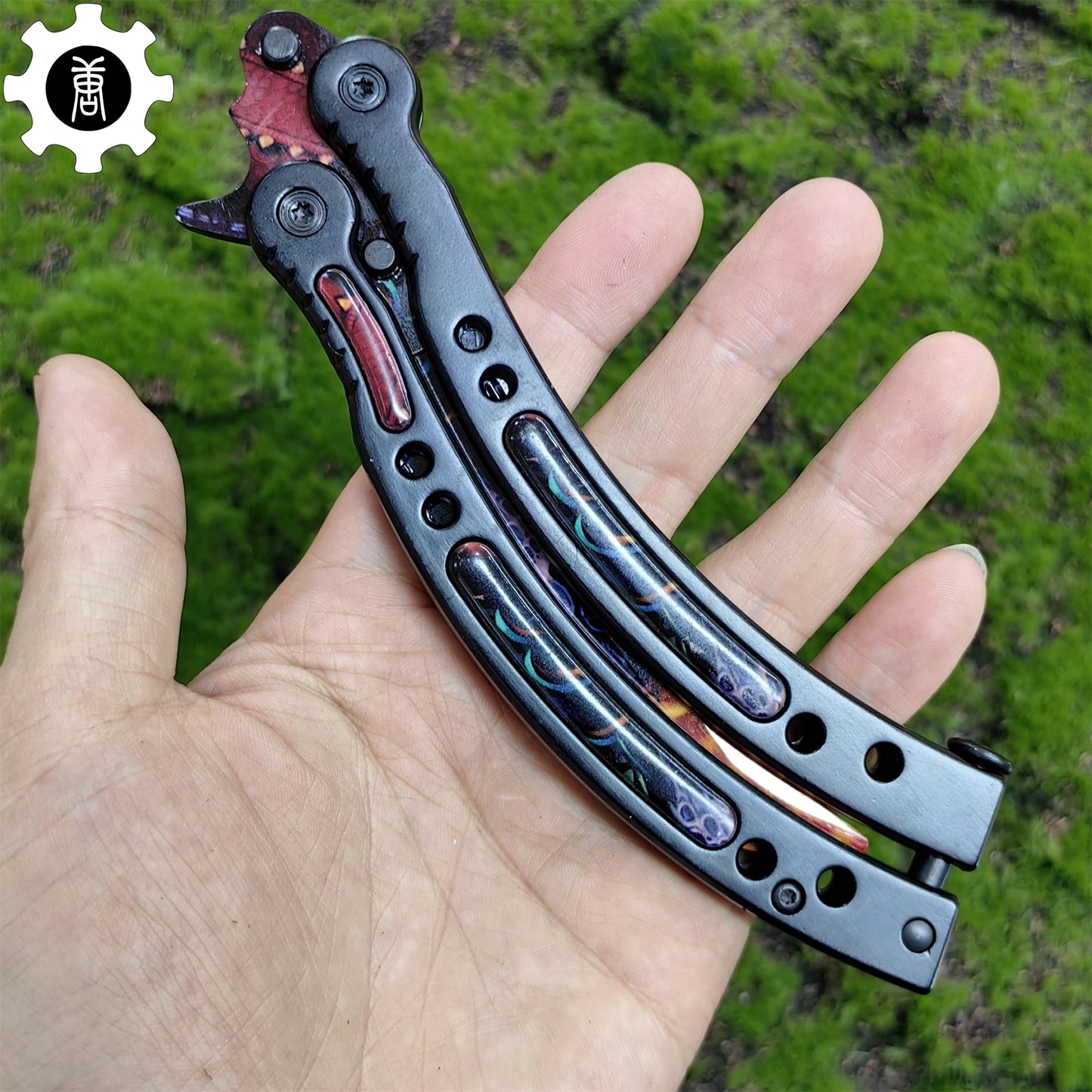 Game Butterfly Knife Dragonfire Pattern Metal Balisong Trainer