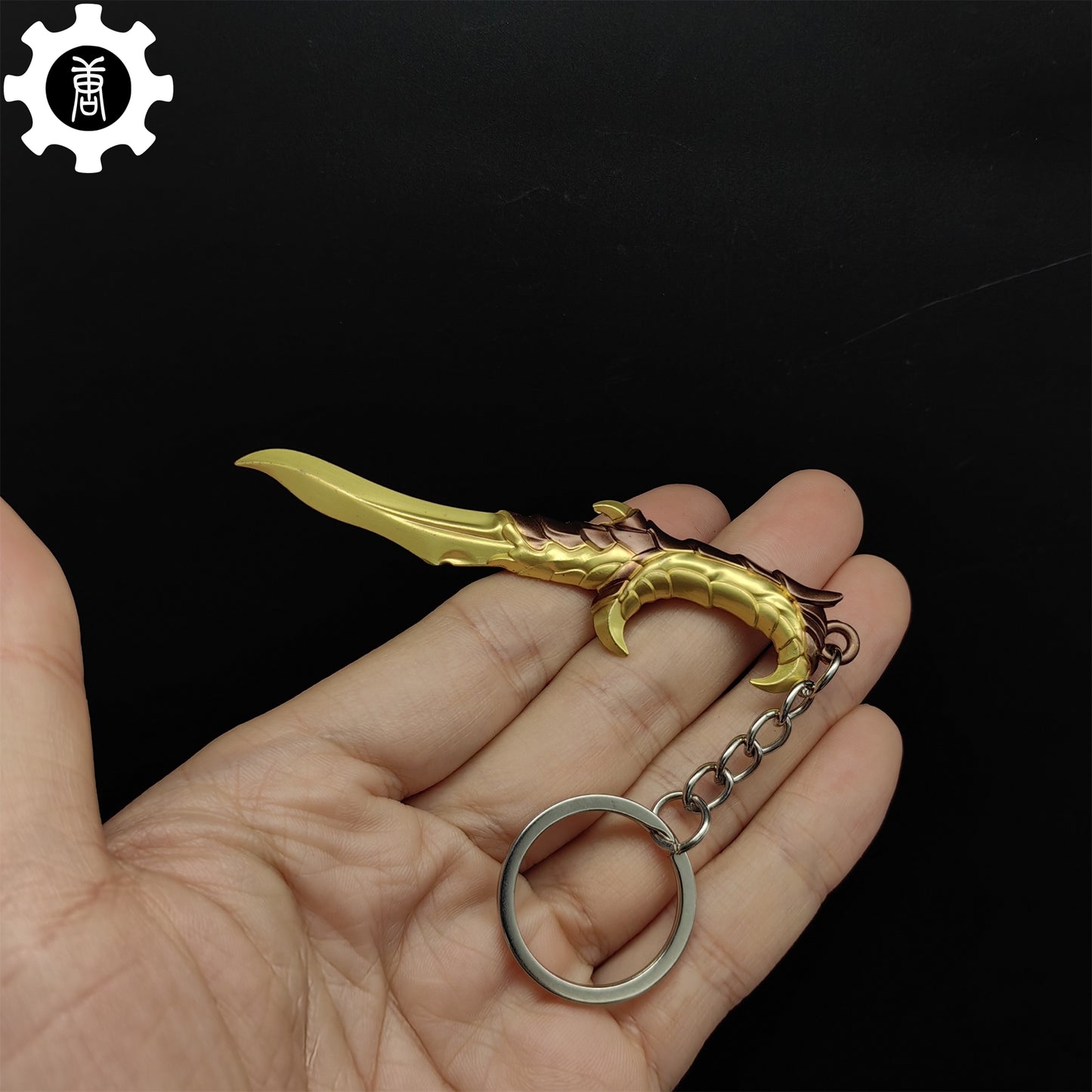 Golden Elderflame Dagger Metal Keychain