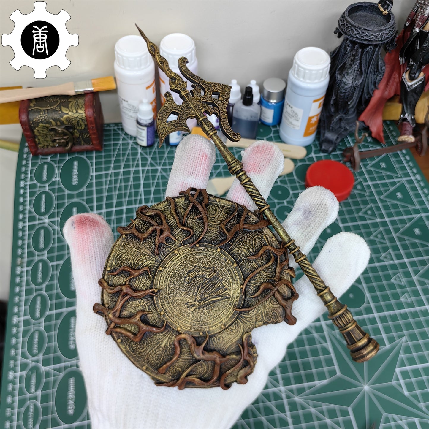 3D Printed 1: 12 Scale Erdtree Greatshield Golden Halberd