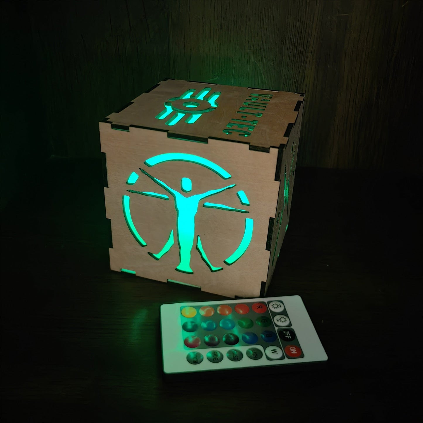 Brotherhood Of Steel Wood Cube Light Desk Decor