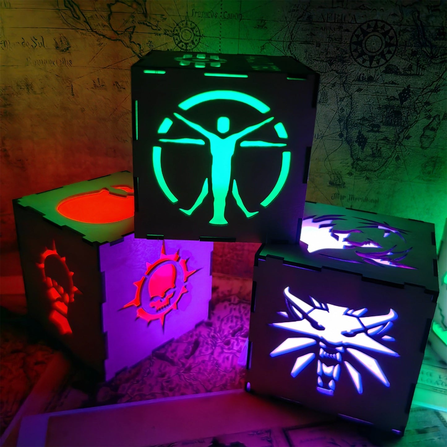 Brotherhood Of Steel Wood Cube Light Desk Decor