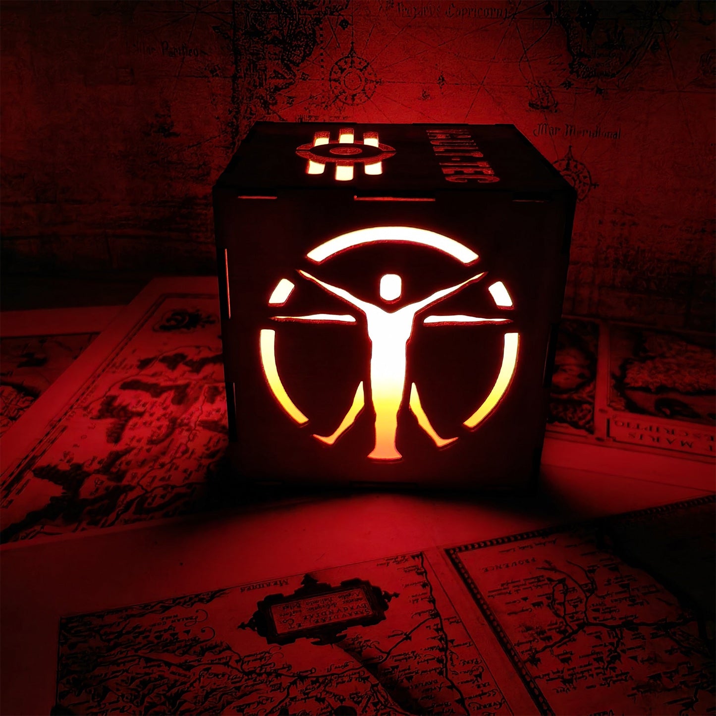 Brotherhood Of Steel Wood Cube Light Desk Decor