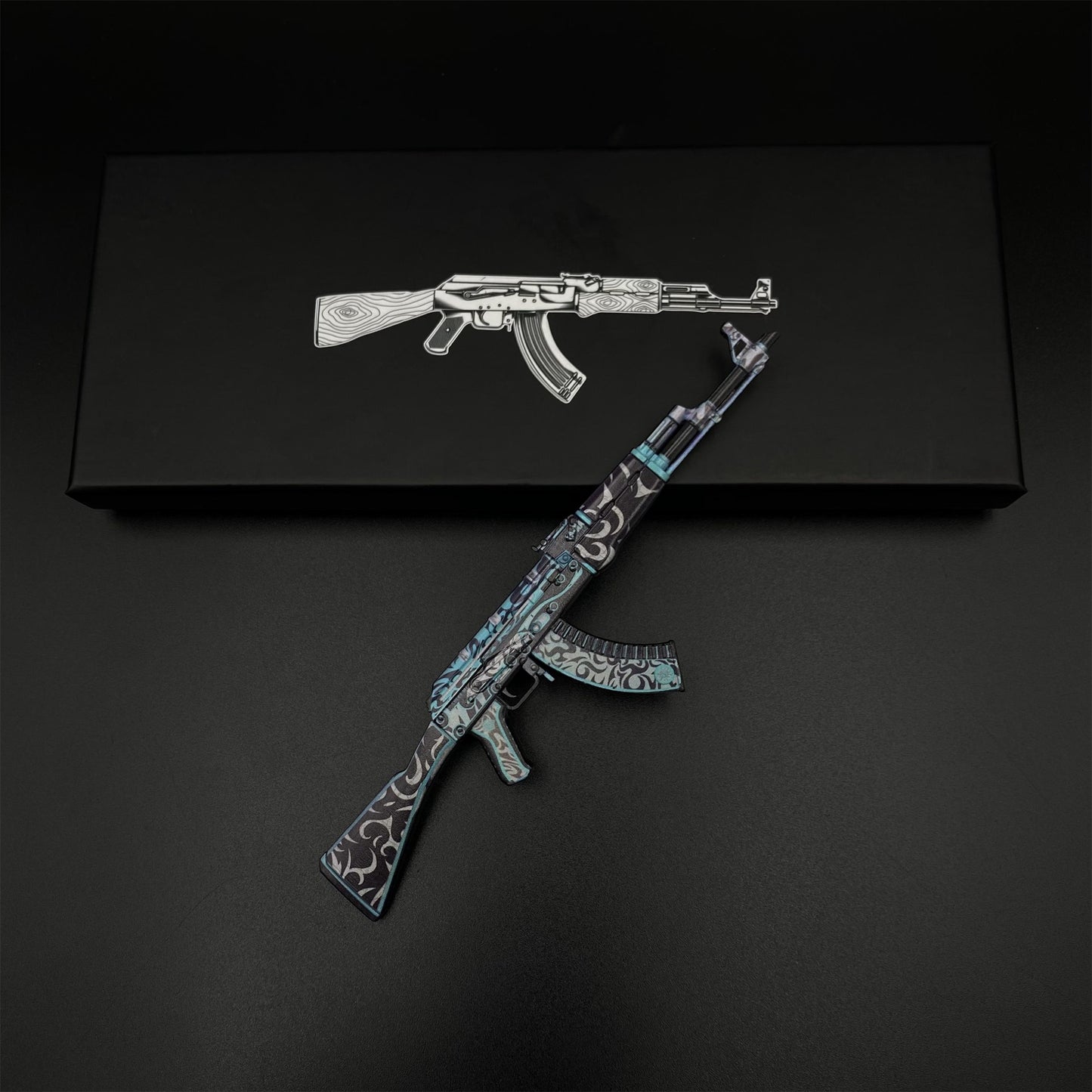 Tiny Gun AK47 Aquamarine Revenge Metal Miniature For Collection