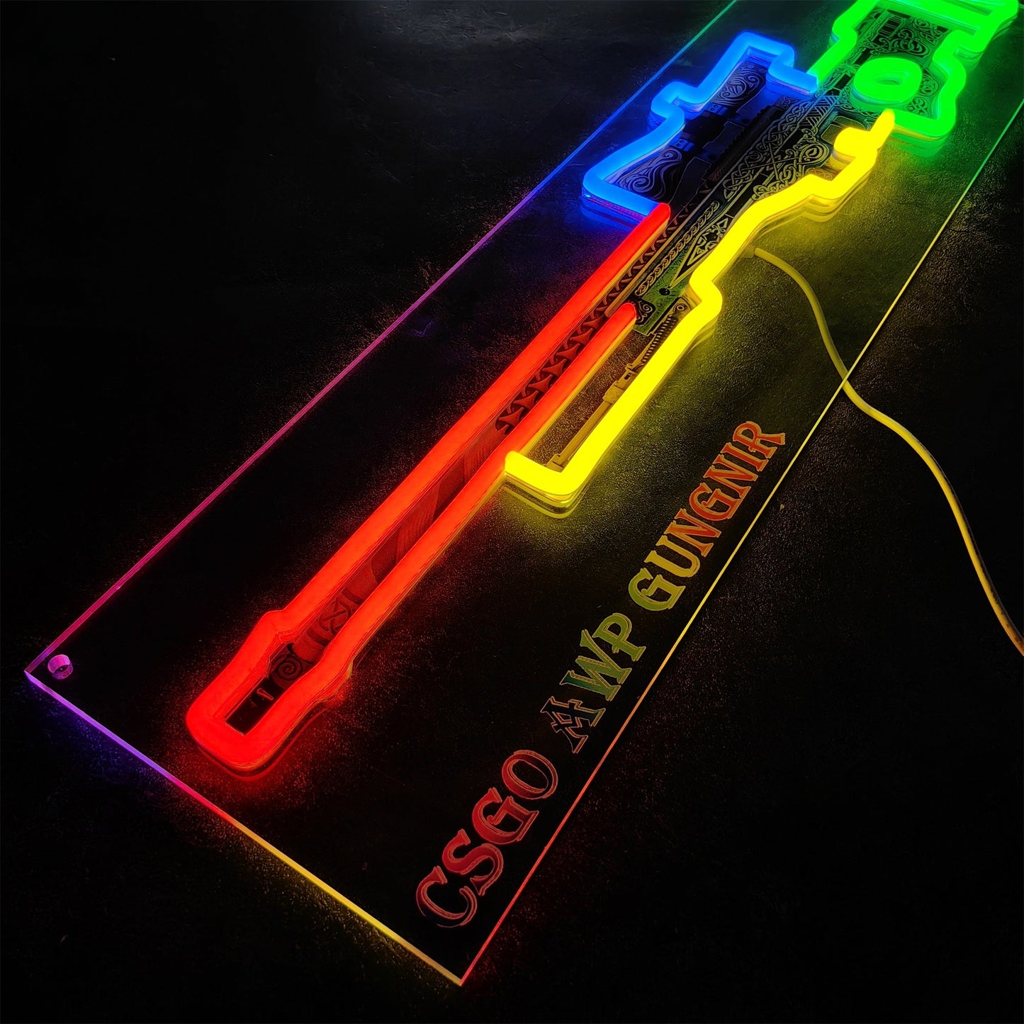 AWP Gungnir Sniper Gun Neon Lamp Wall Decor