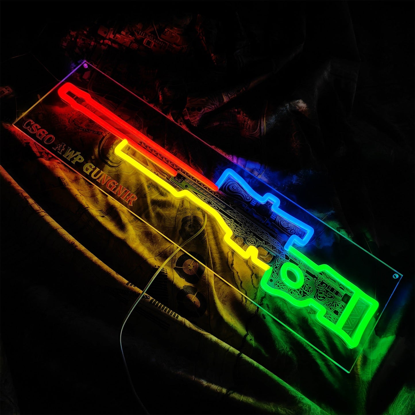 AWP Gungnir Sniper Gun Neon Lamp Wall Decor