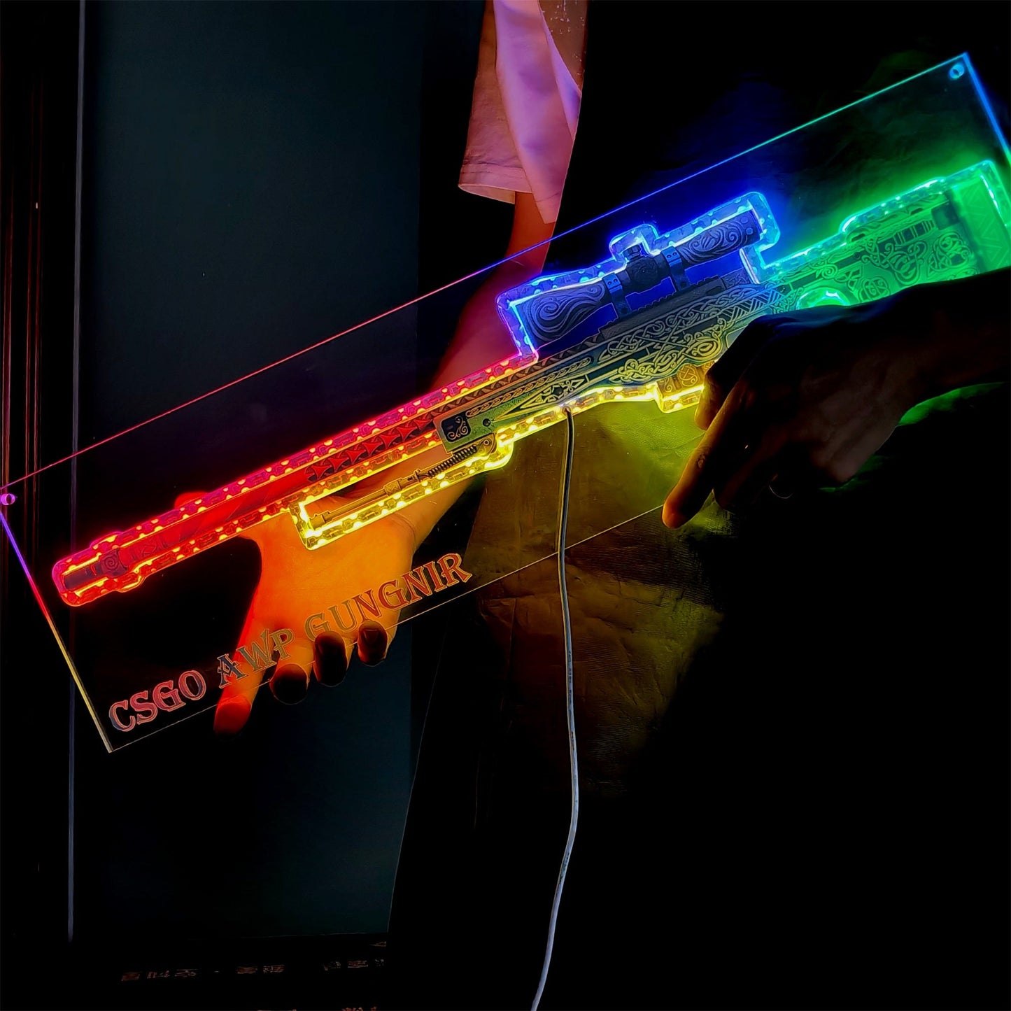 AWP Gungnir Sniper Gun Neon Lamp Wall Decor