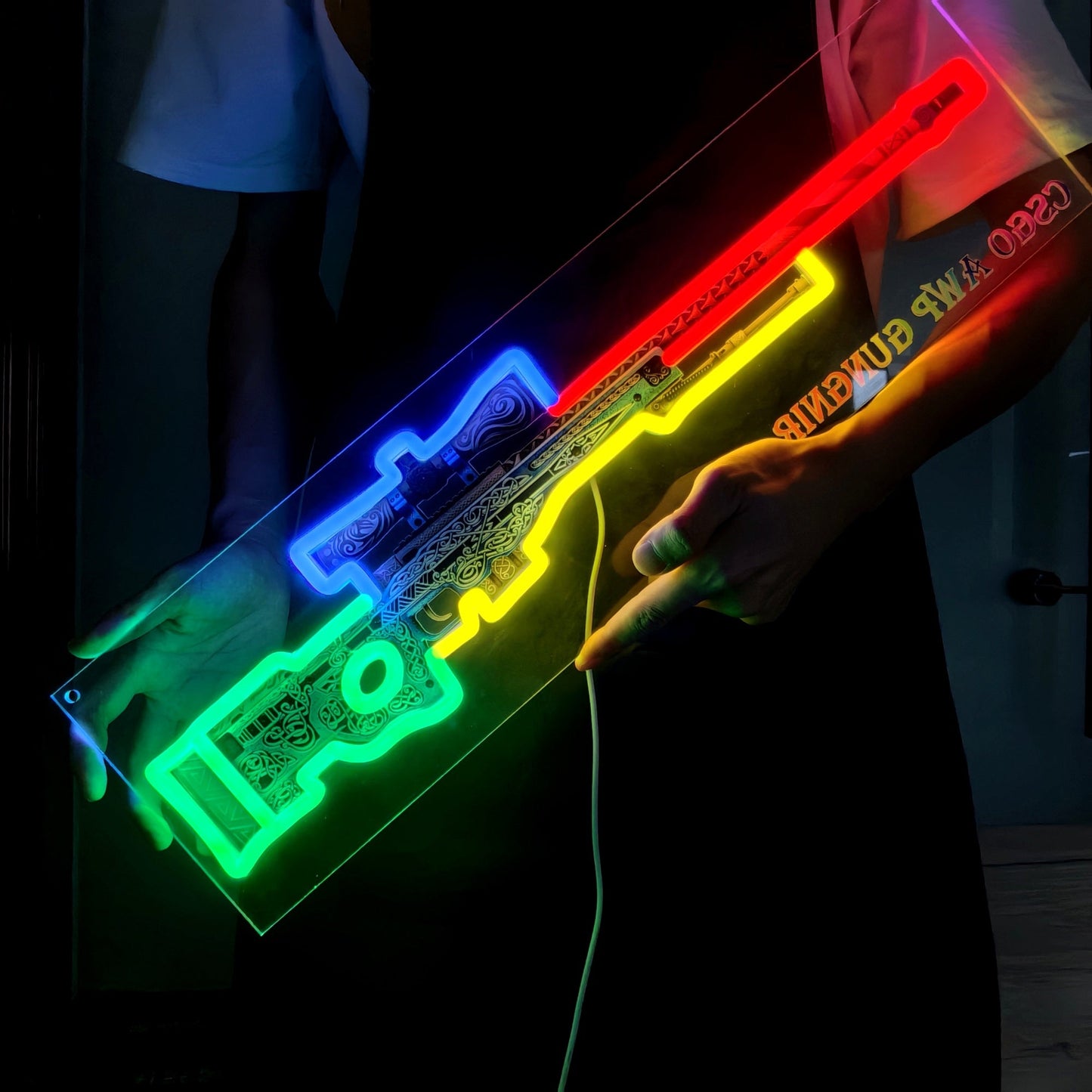 AWP Gungnir Sniper Gun Neon Lamp Wall Decor