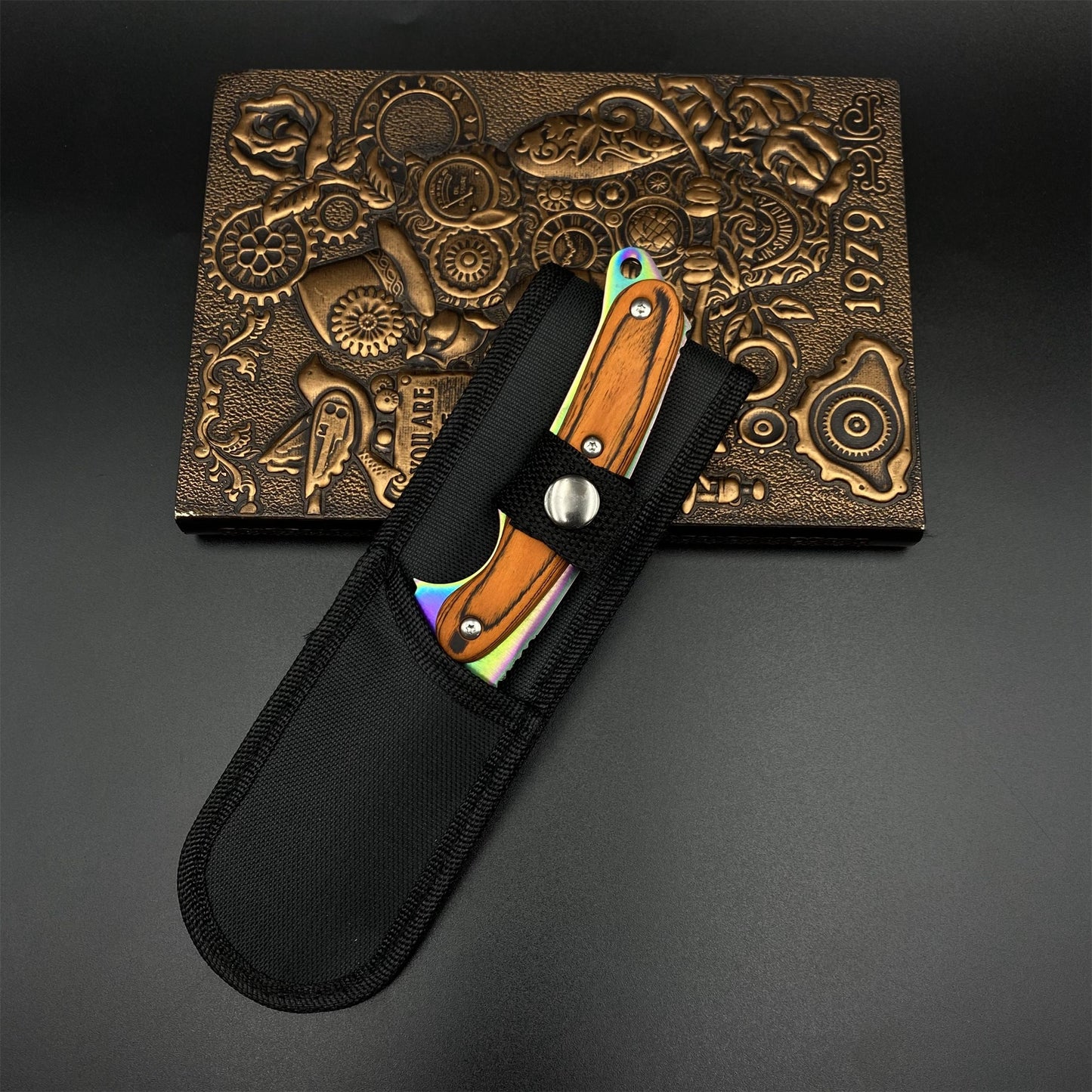 420 Steel CS Gut Knife Rainbow Titanium Outdoor Hunting Knife For Collection