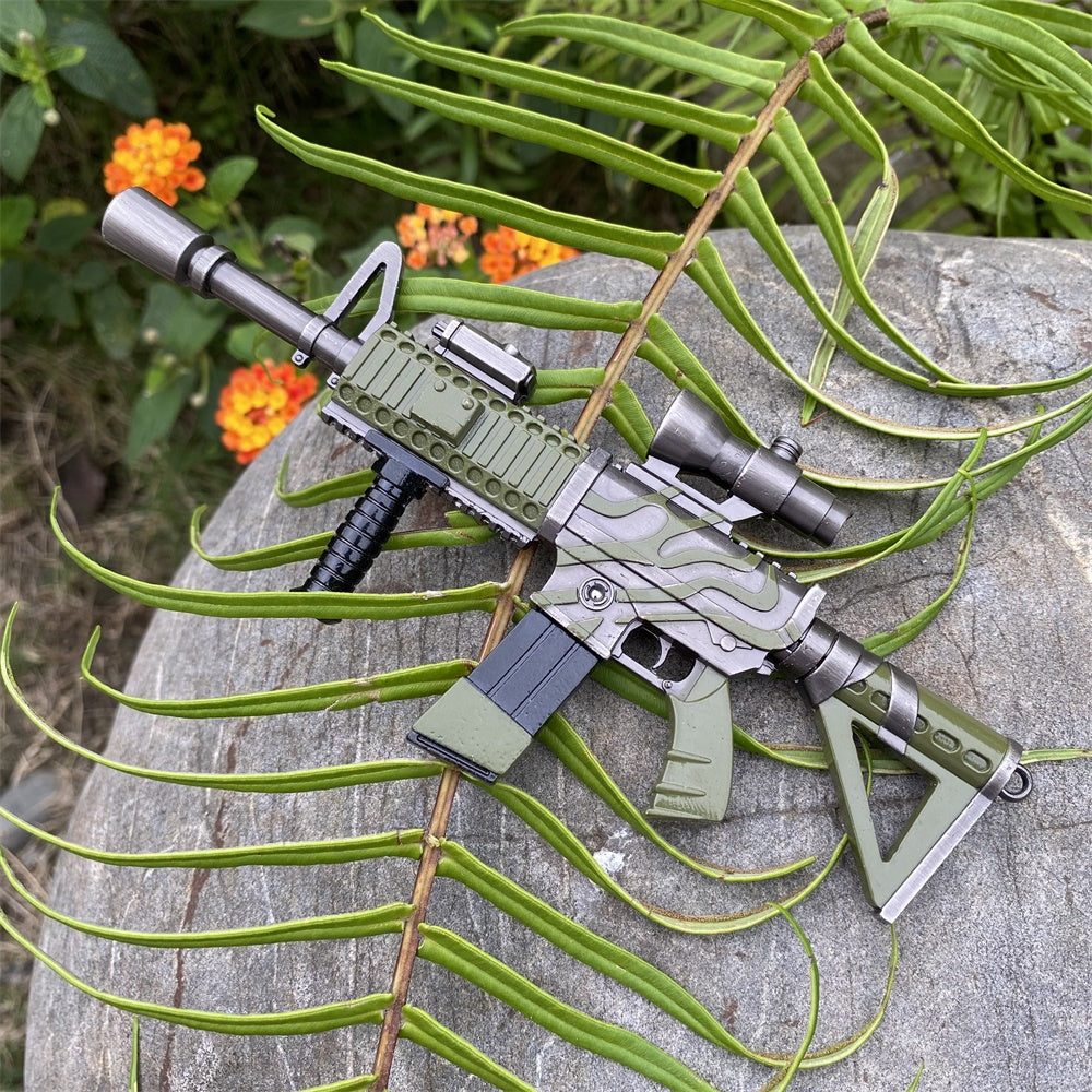 Miniature Metal HK416 Thermal Scoped Assault Rifle Jungle Skin 16.5CM/6.4"