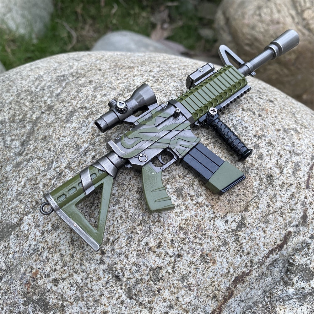 Miniature Metal HK416 Thermal Scoped Assault Rifle Jungle Skin 16.5CM/6.4"
