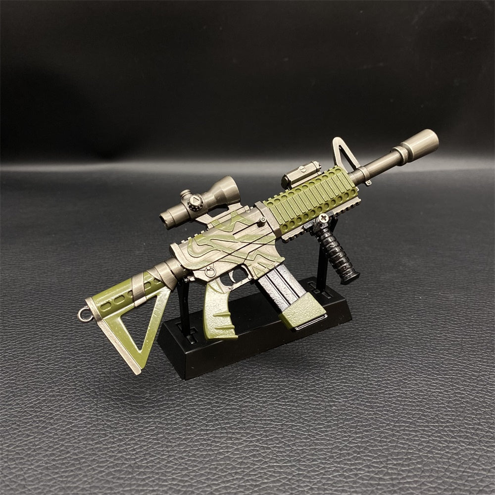 Miniature Metal HK416 Thermal Scoped Assault Rifle Jungle Skin 16.5CM/6.4"