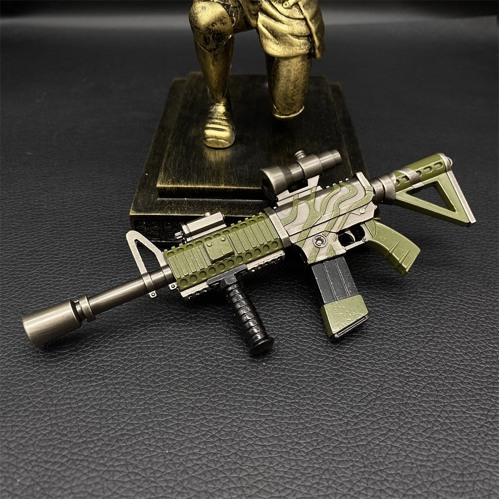 Miniature Metal HK416 Thermal Scoped Assault Rifle Jungle Skin 16.5CM/6.4"