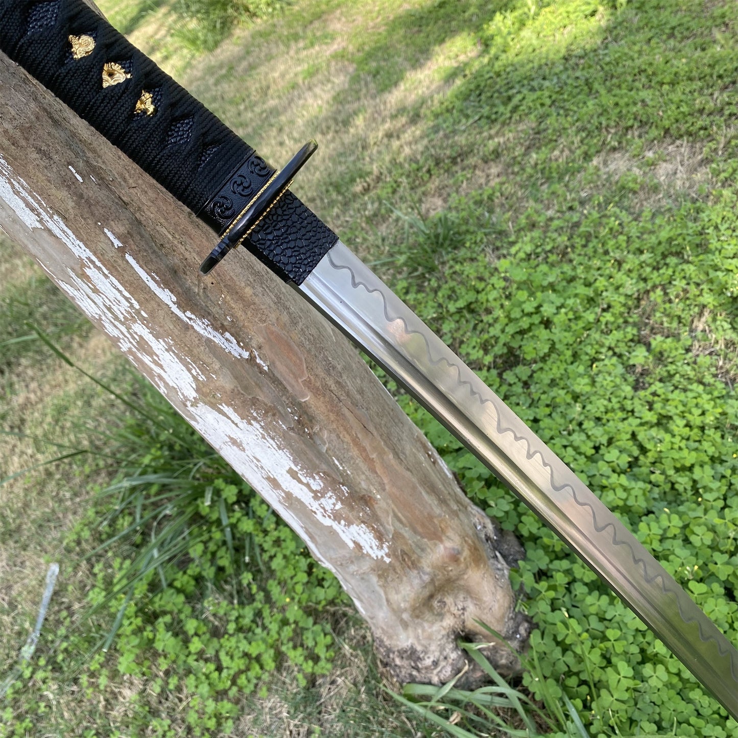 Japanese Traditional Katana Mitsudomoe Kamon Carbon Steel Blade