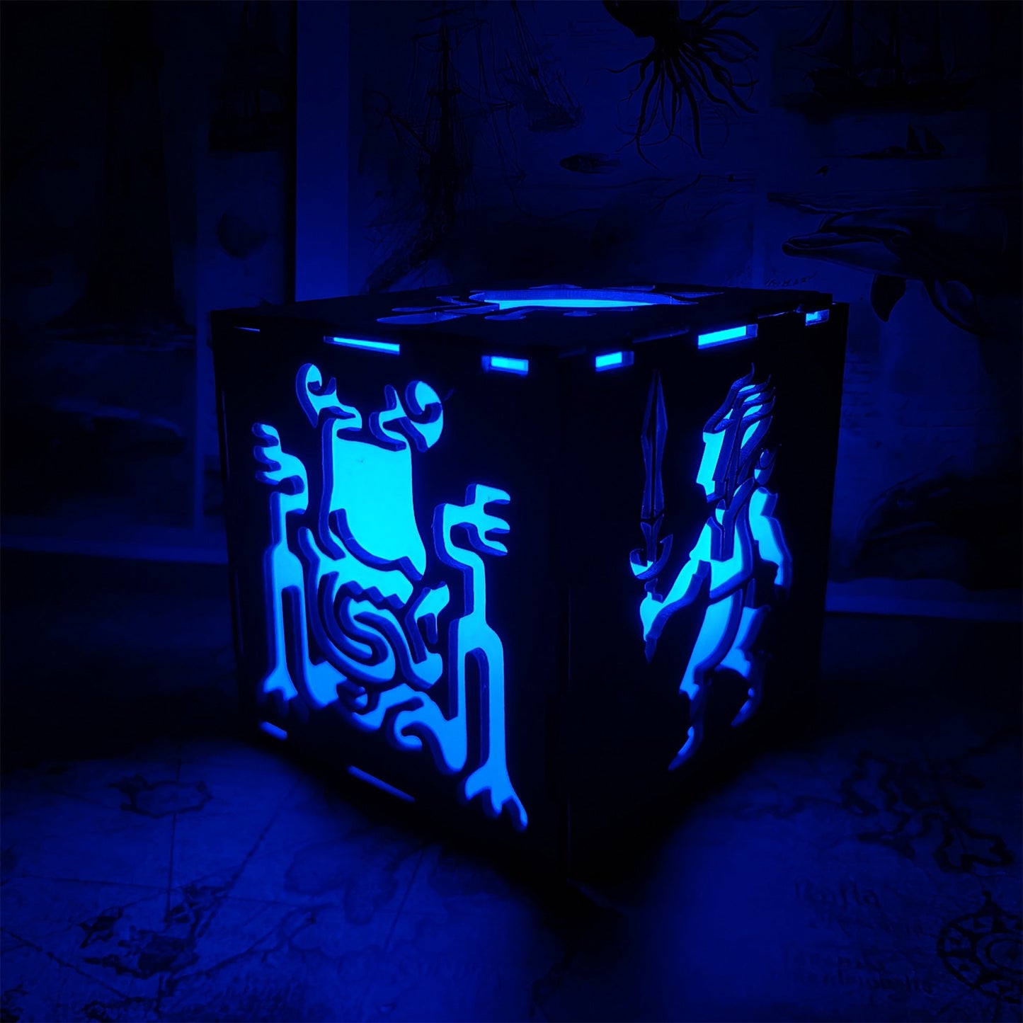 Link Master Icon Wooden Cube Light Game Desk Decor
