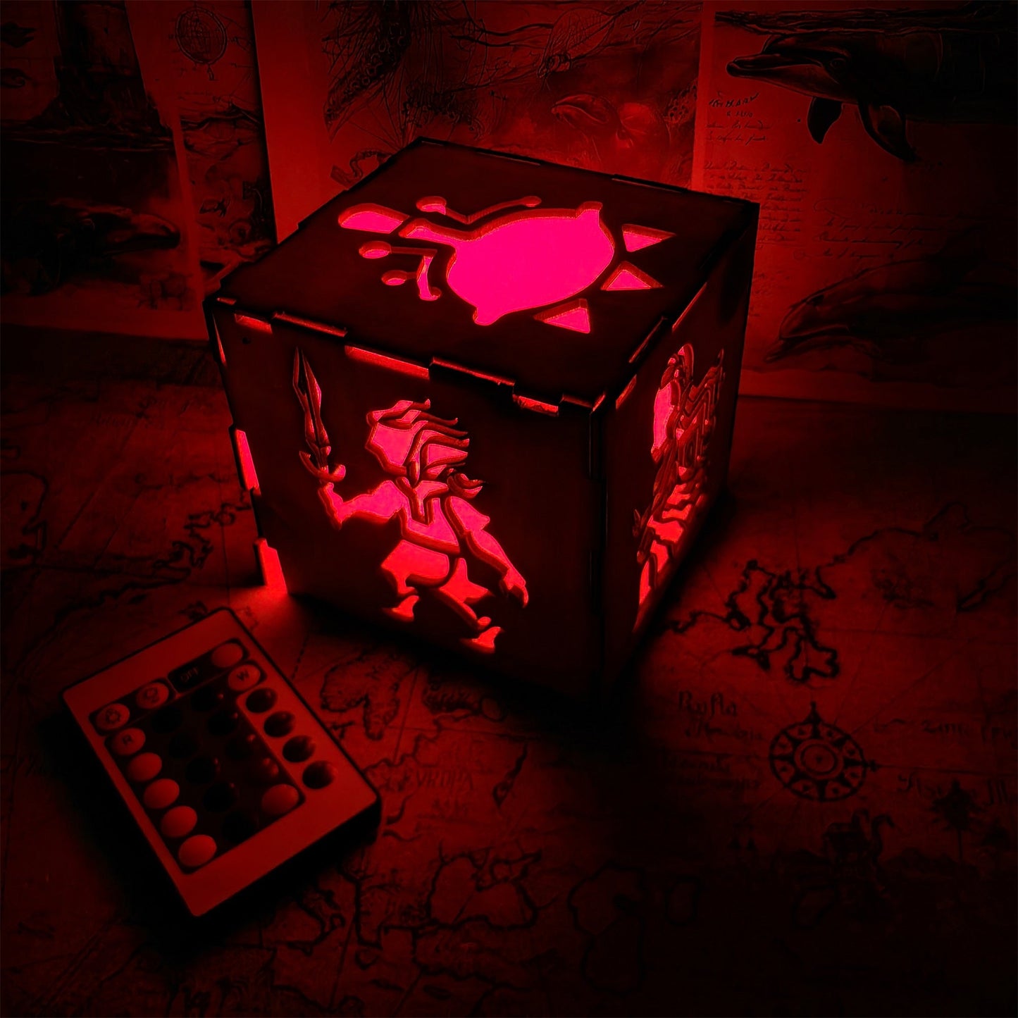 Link Master Icon Wooden Cube Light Game Desk Decor