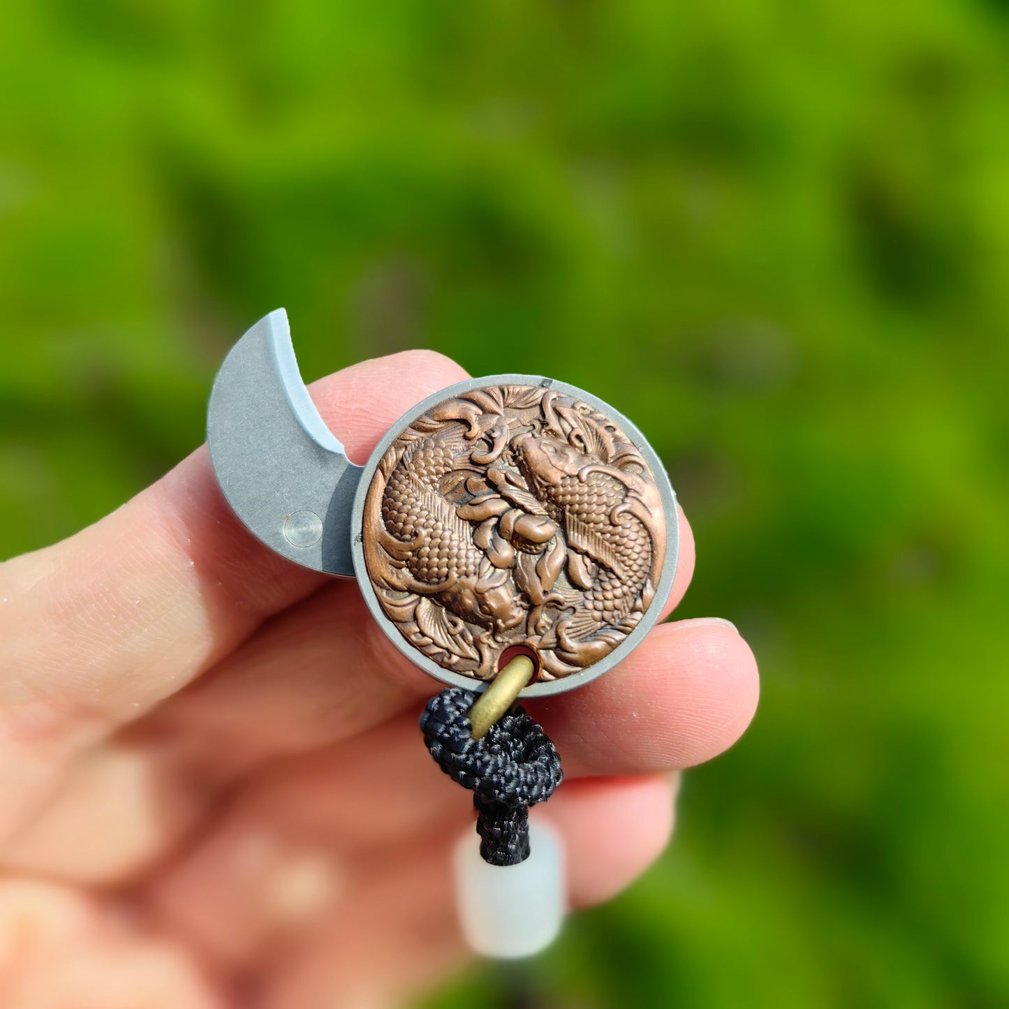 Chinese Style Goldfish Coin Knife Ocean Inspired Necklace EDC Tool