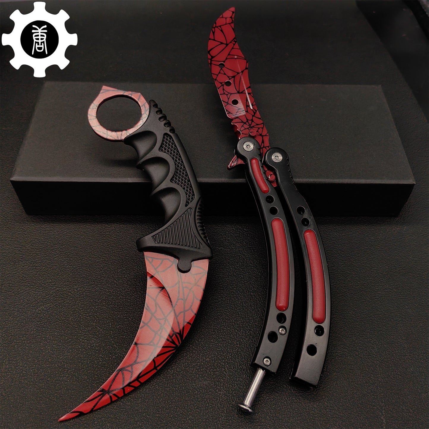 Fade Doppler Lore Case Hardened Gamma Case Balisong Karambit 2 in 1 Gift Box