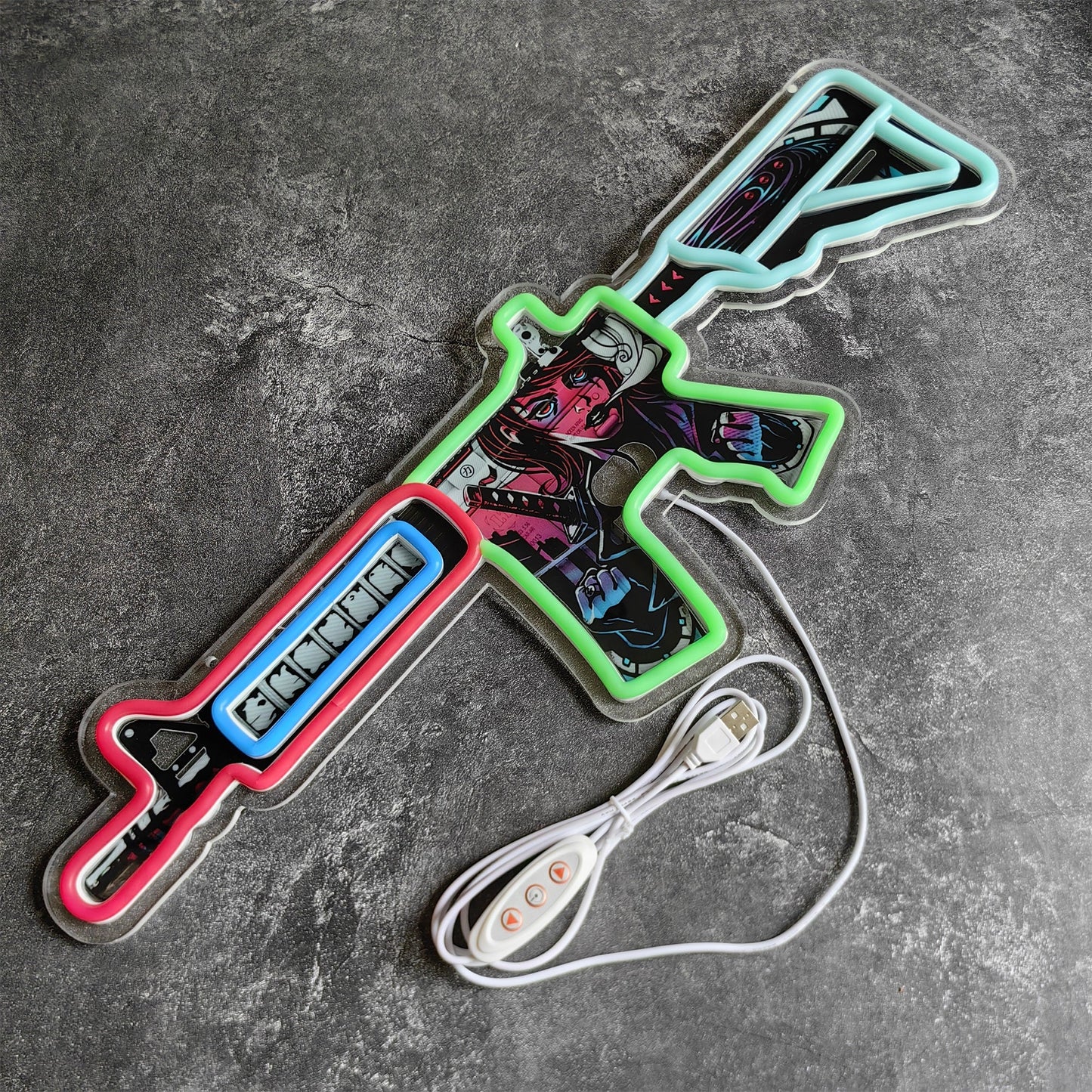 M4A4 Neo-Noir Color Rifle Neon Light Wall Decor