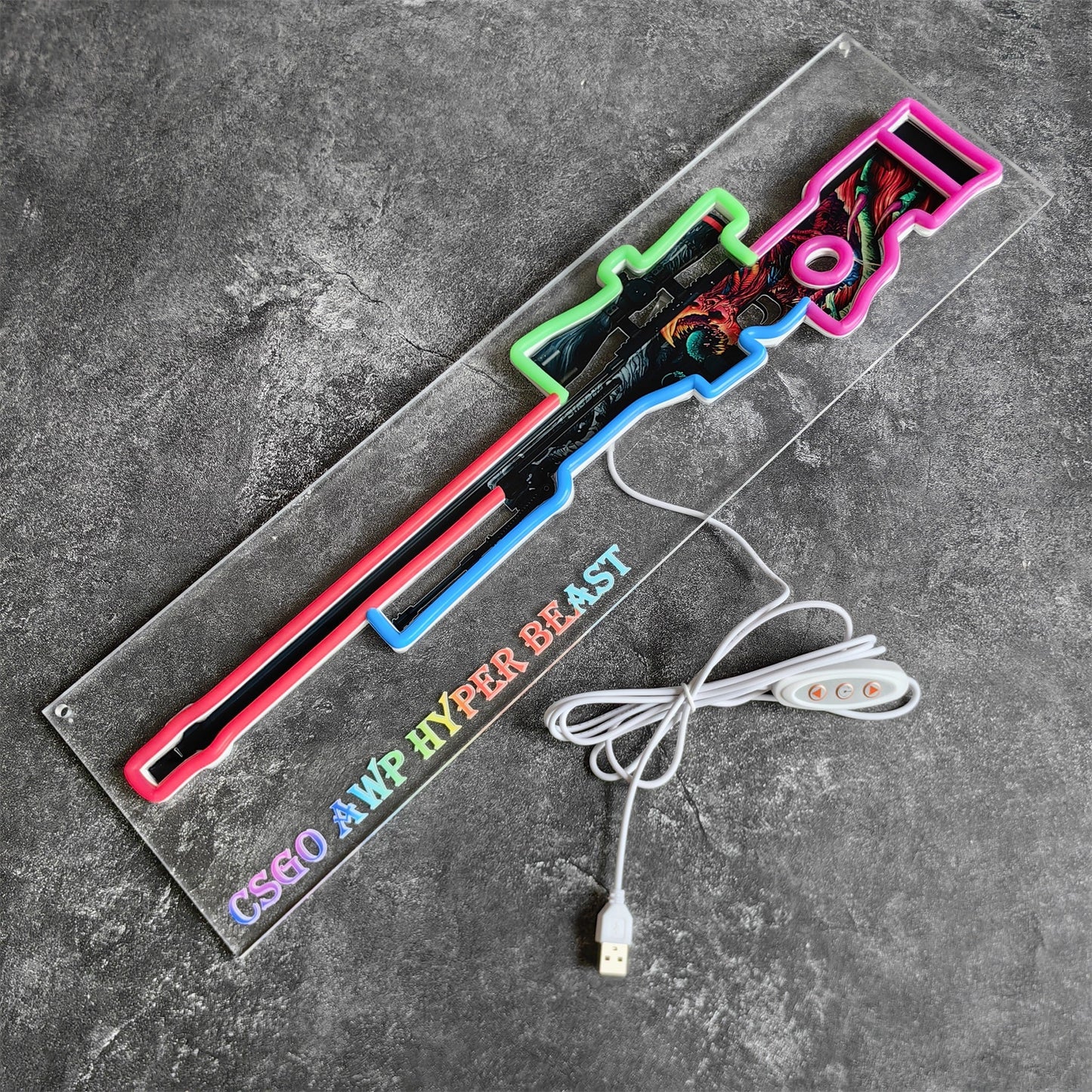 AWP Hyper Beast Sniper Gun Neon Light Wall Decor