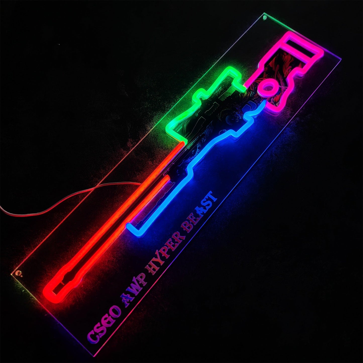 AWP Hyper Beast Sniper Gun Neon Light Wall Decor