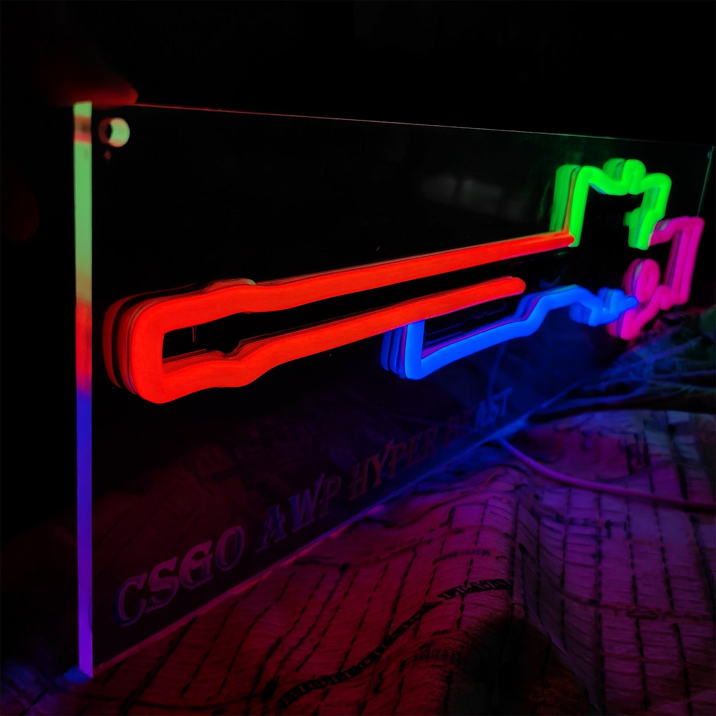 AWP Hyper Beast Sniper Gun Neon Light Wall Decor