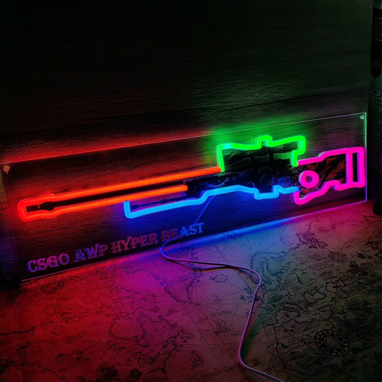 AWP Hyper Beast Sniper Gun Neon Light Wall Decor
