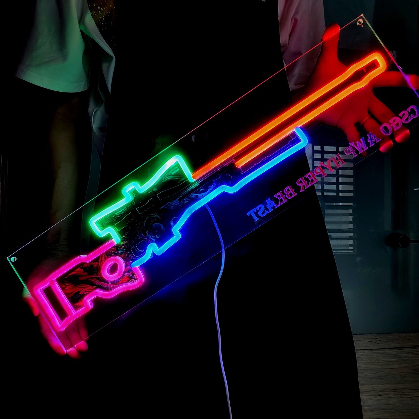 AWP Hyper Beast Sniper Gun Neon Light Wall Decor