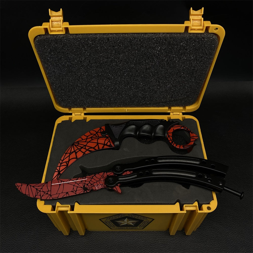 Fade Doppler Lore Case Hardened Gamma Case Balisong Karambit 2 in 1 Gift Box