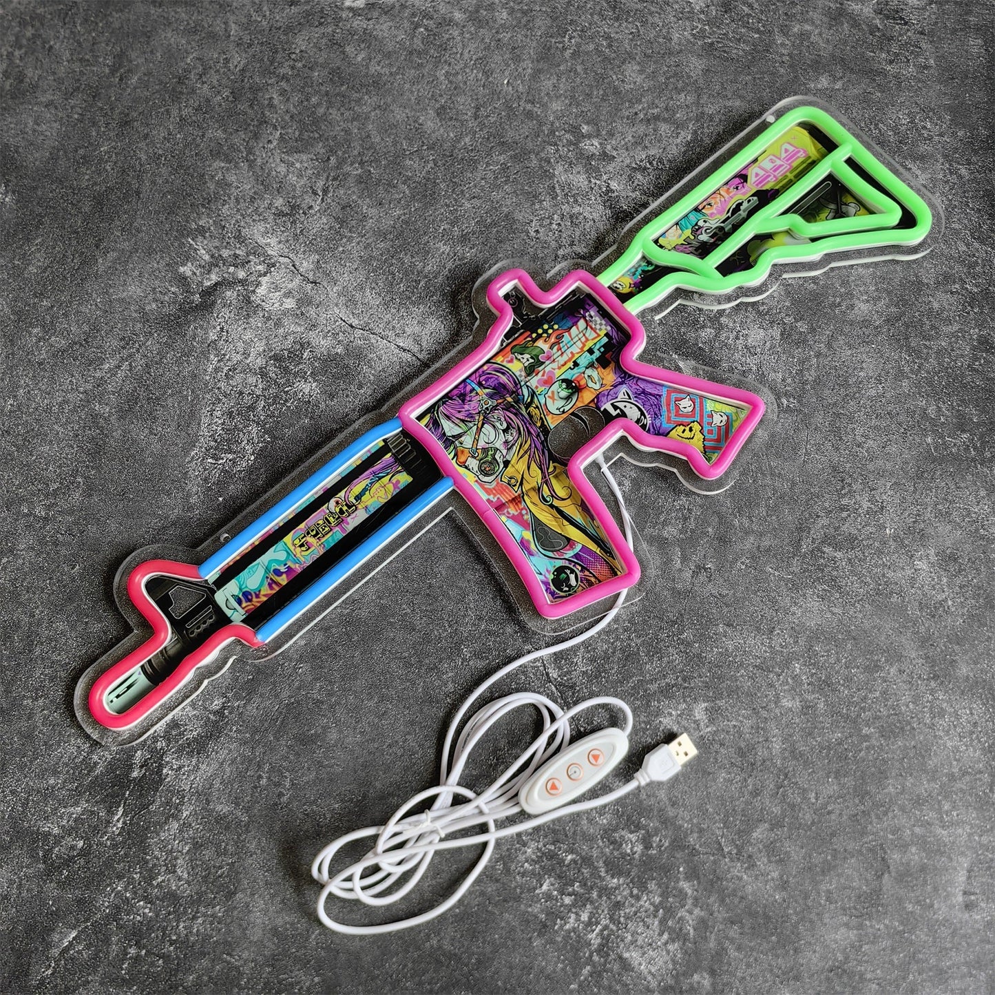 M4A4 Desolate Space Color Rifle Neon Light Wall Decor