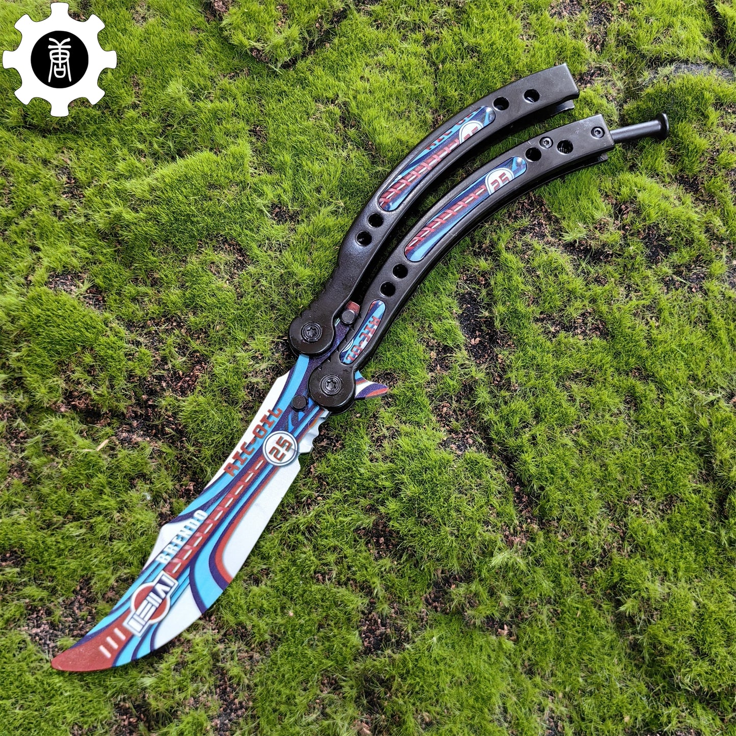Italian Rally Pattern Balisong Metal Butterfly Knife Game Prop