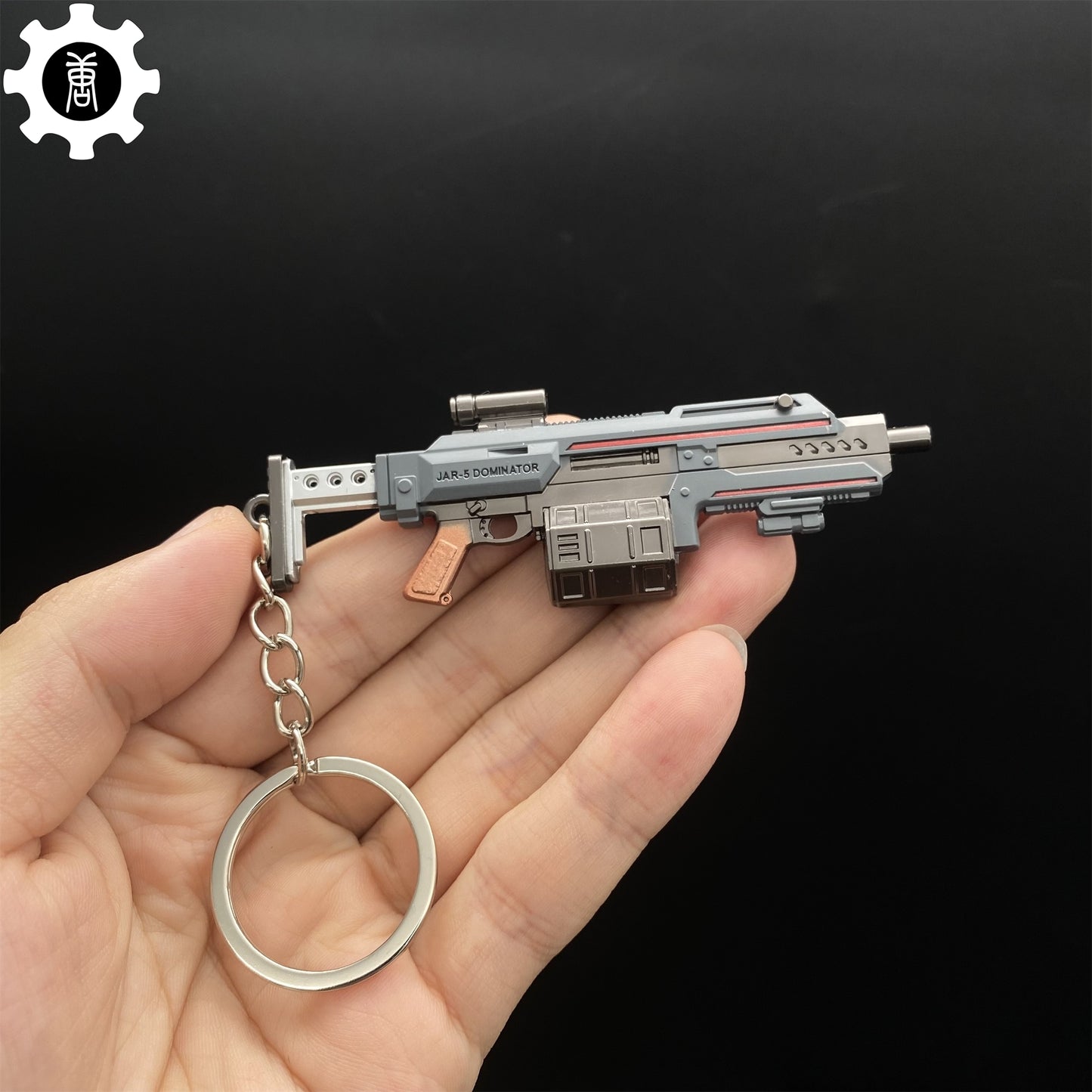Tiny JAR-5 Dominator Gun Model Metal Keychain