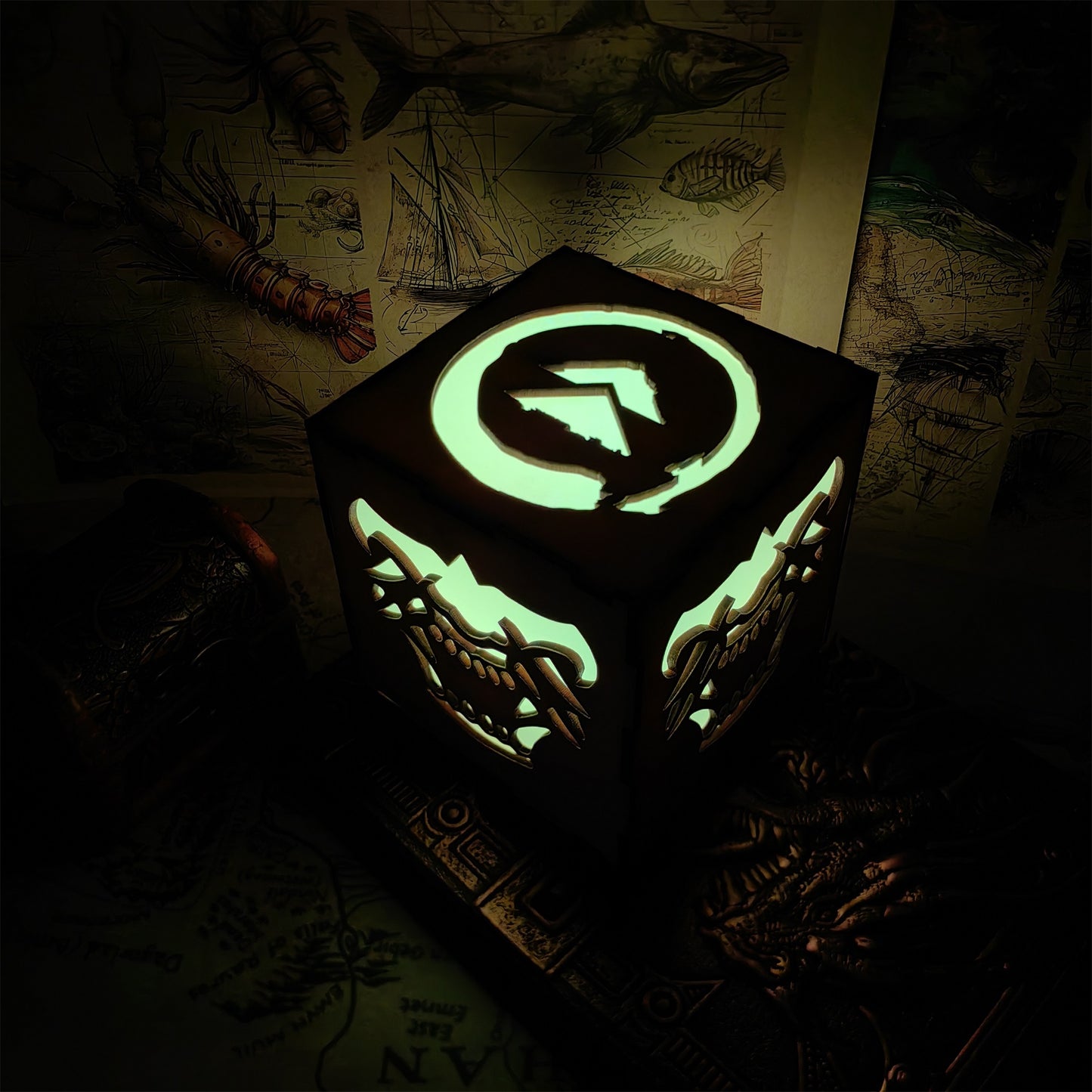 Samurai Mask Inspired Wooden Lantern Desk Decor