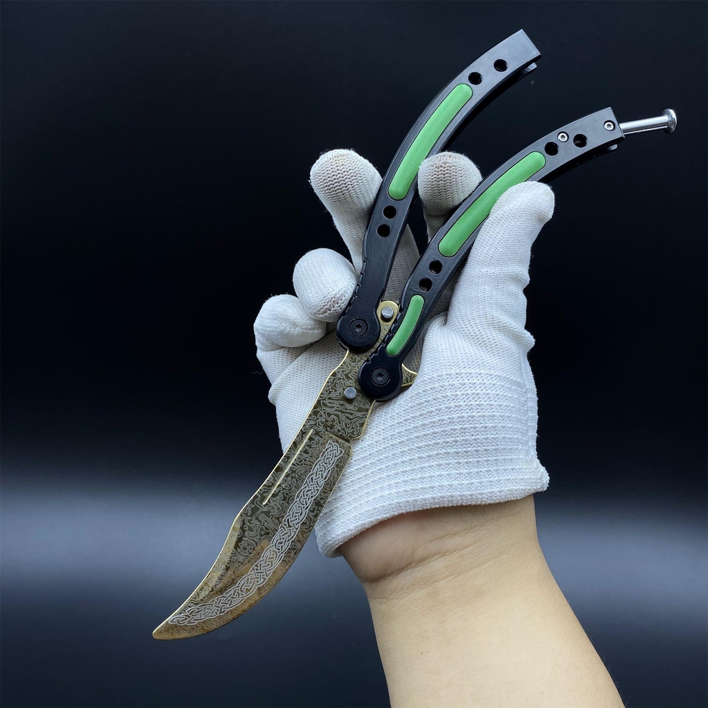 CS Butterfly Knife Lore Unsharpened Balisong Trainer - Dull Blade Display Prop