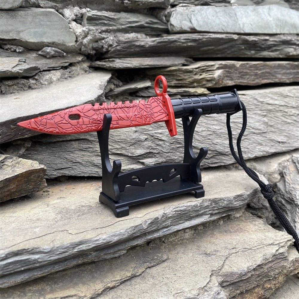 Fake Prop M9 Bayonet Crimson Web Blunt Dagger With Leather Case 16CM/6.3"