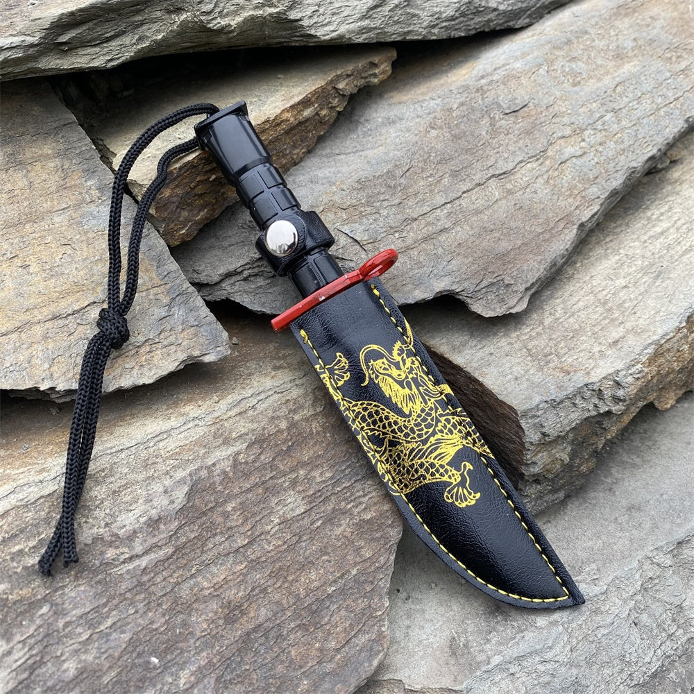 Fake Prop M9 Bayonet Crimson Web Blunt Dagger With Leather Case 16CM/6.3"