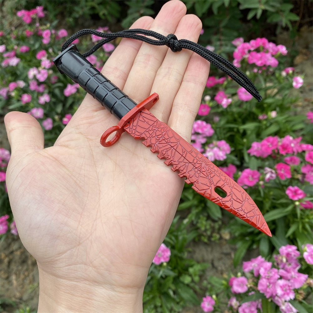 Fake Prop M9 Bayonet Crimson Web Blunt Dagger With Leather Case 16CM/6.3"