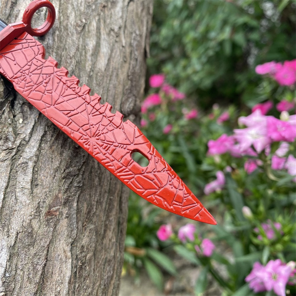 Fake Prop M9 Bayonet Crimson Web Blunt Dagger With Leather Case 16CM/6.3"