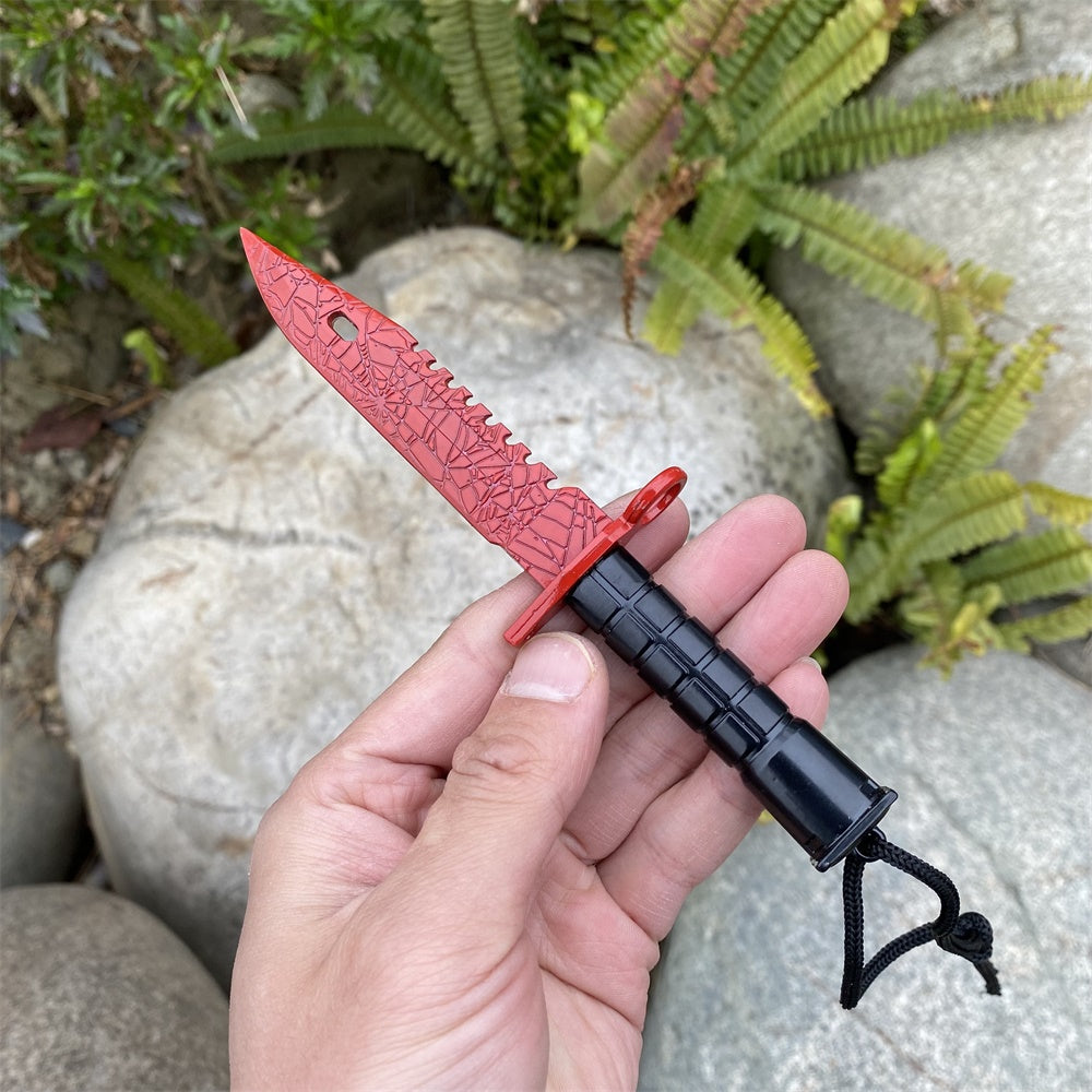 Fake Prop M9 Bayonet Crimson Web Blunt Dagger With Leather Case 16CM/6.3"