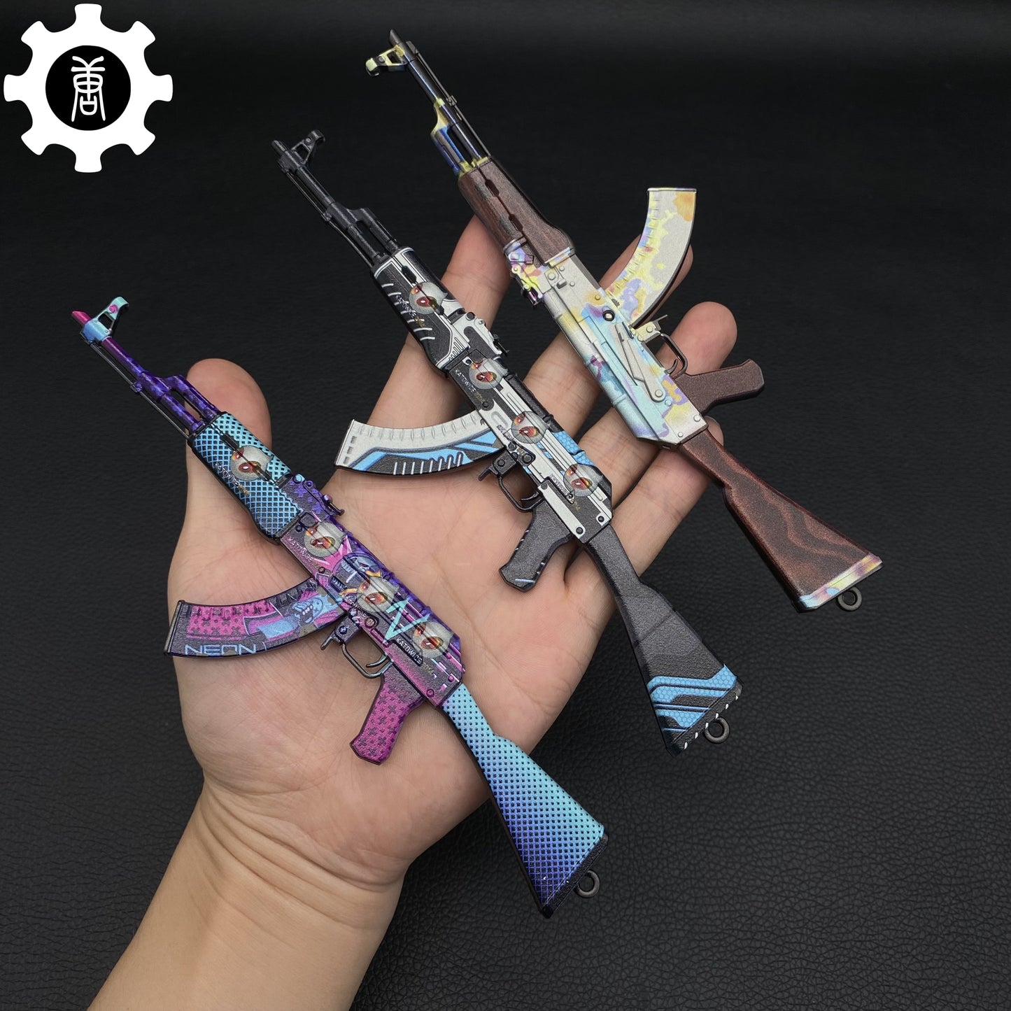 Marble Fade Balisong Karambit Stickers Keychains Mini AK Gift Case