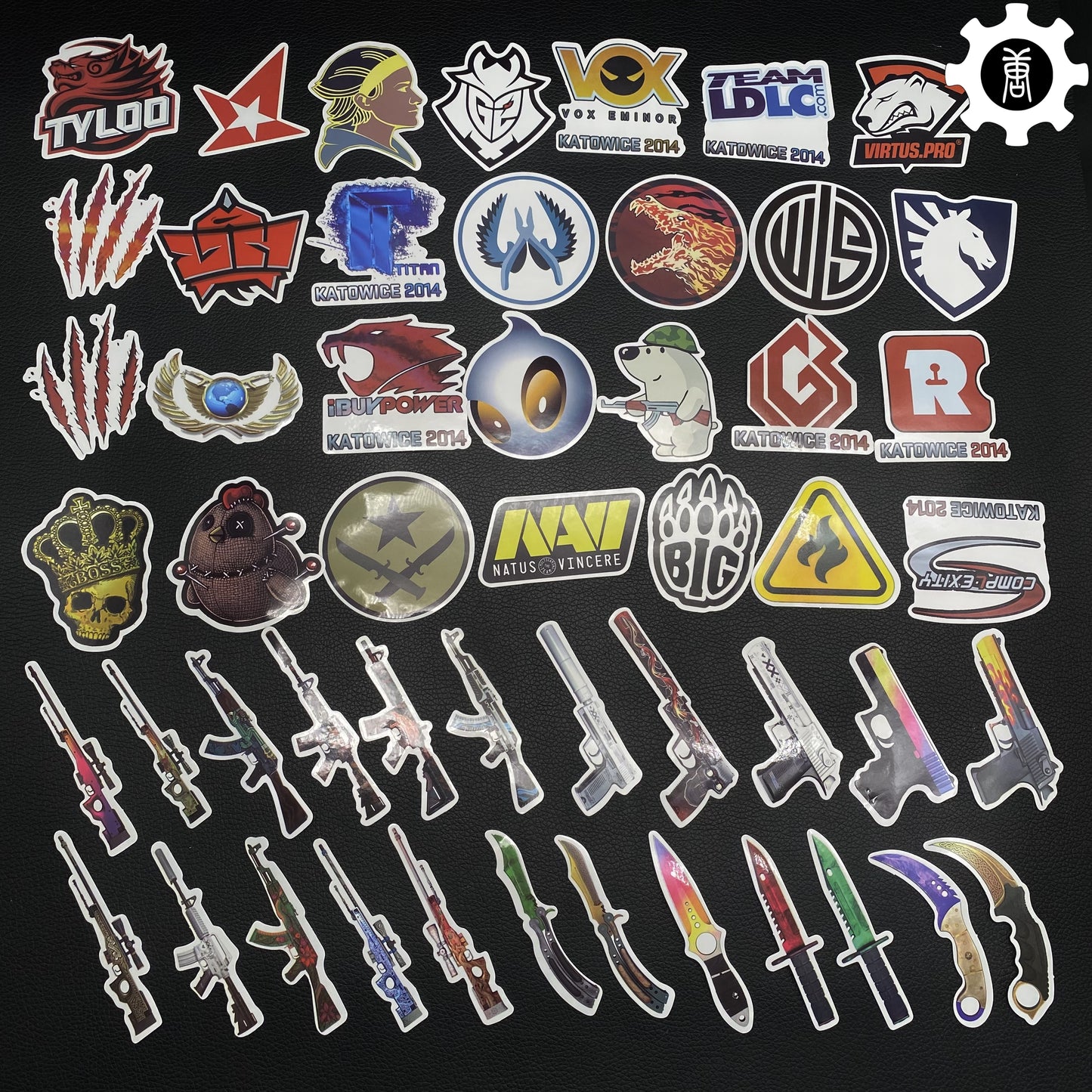 Marble Fade Balisong Karambit Stickers Keychains Mini AK Gift Case