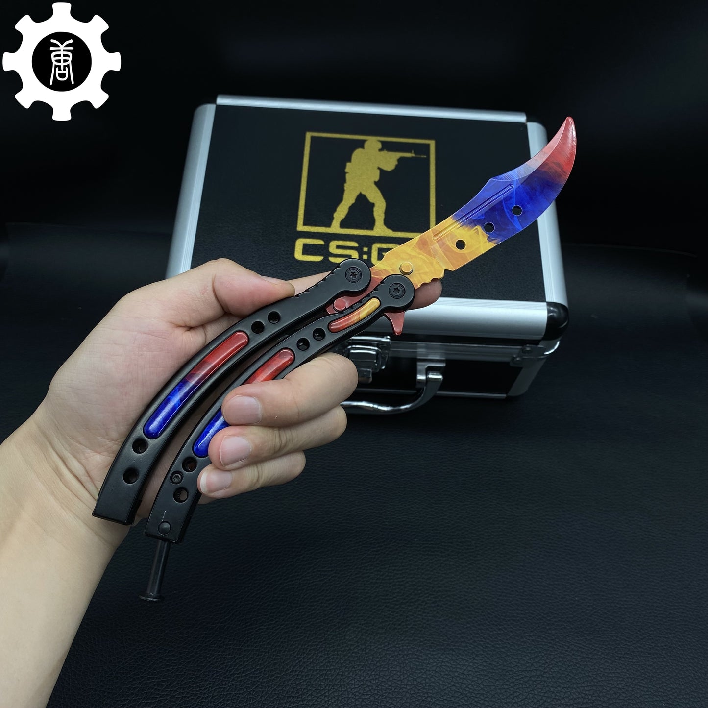 Marble Fade Balisong Karambit Stickers Keychains Mini AK Gift Case