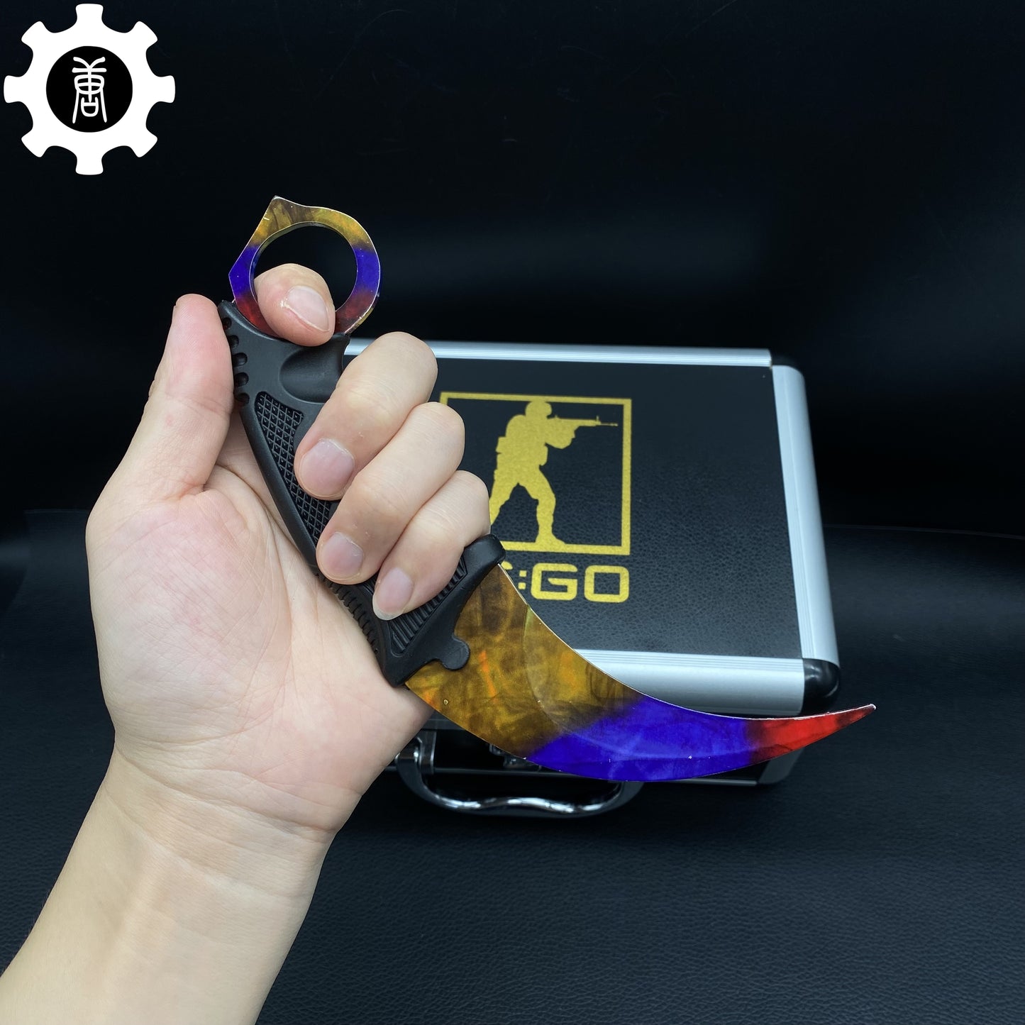 Marble Fade Balisong Karambit Stickers Keychains Mini AK Gift Case